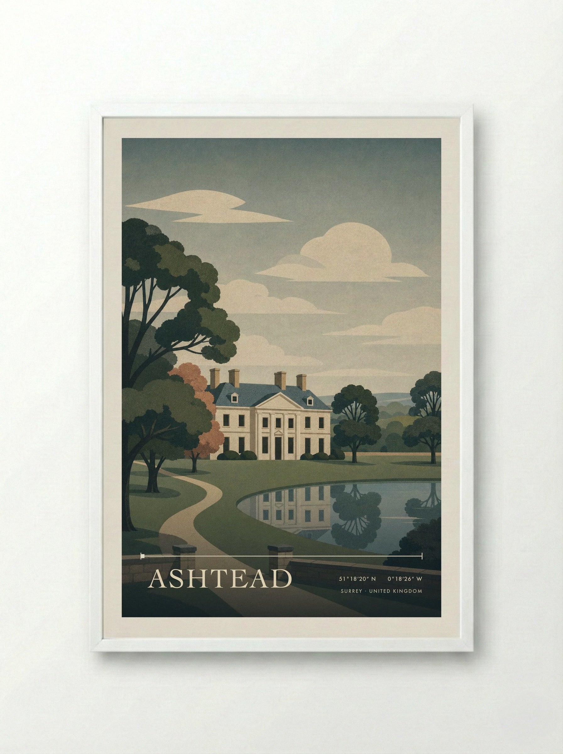 Ashtead Surrey United Kingdom Travel Poster - Framed Print White