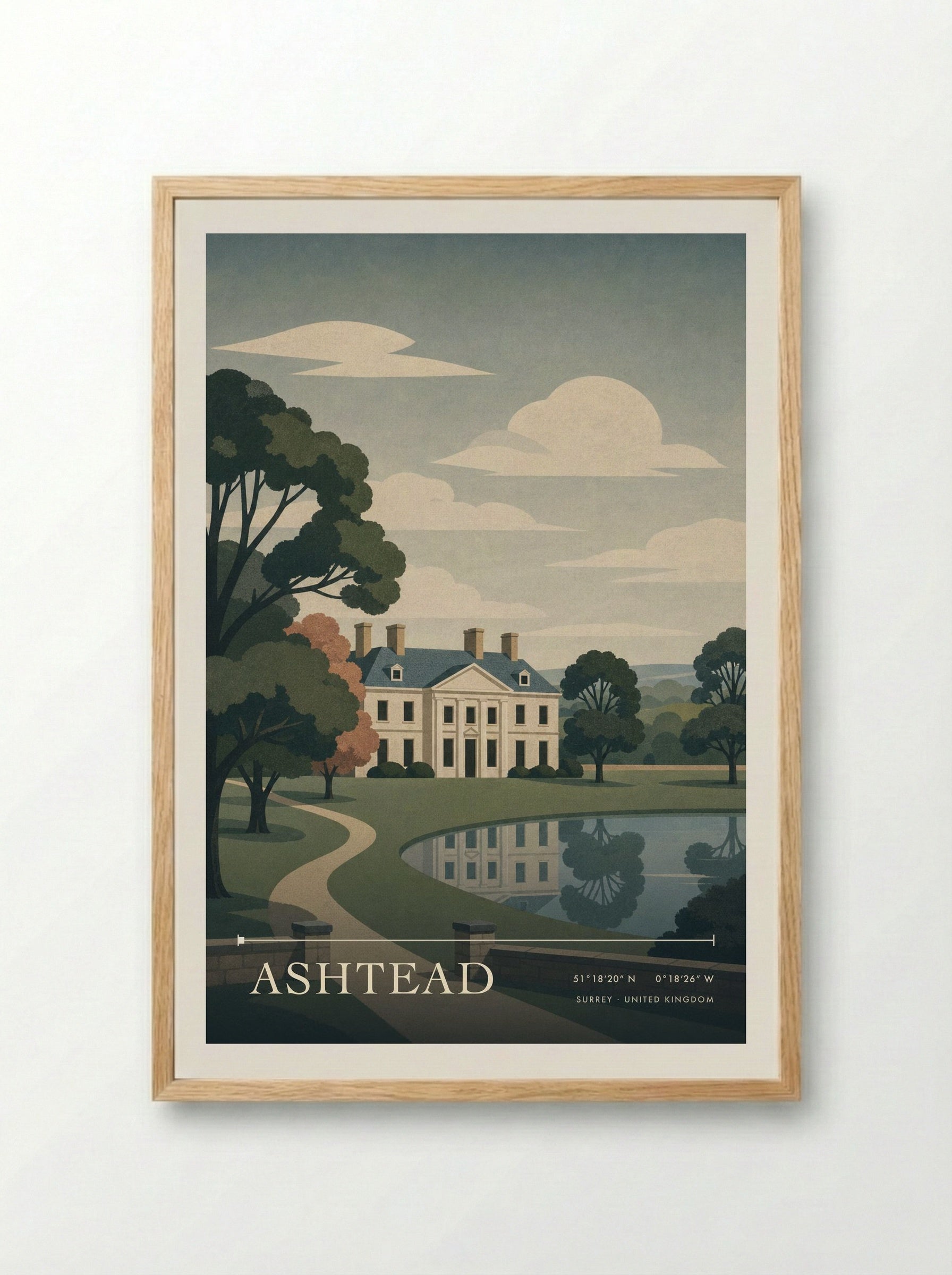 Ashtead Surrey United Kingdom Travel Poster - Framed Print Wood
