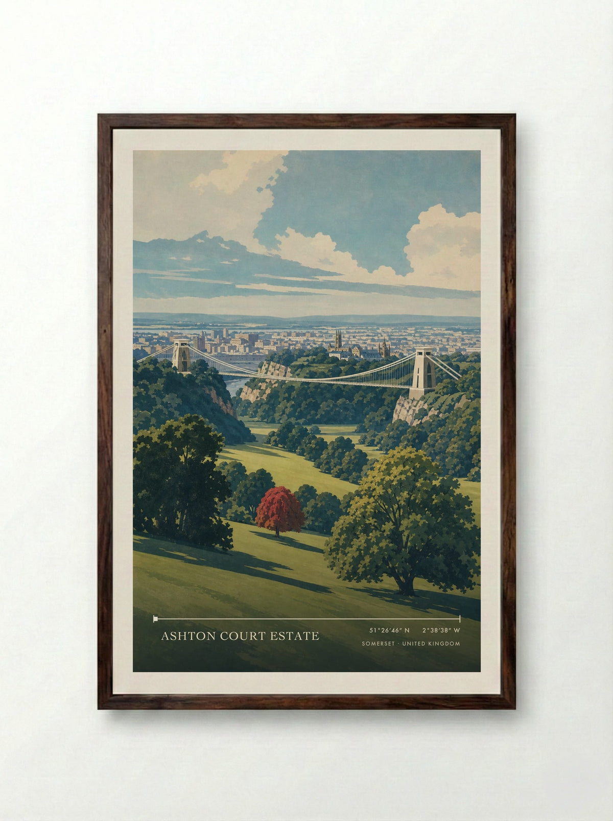 Ashton Court Estate, Somerset | Travel Poster - Framed Print Dark Wood