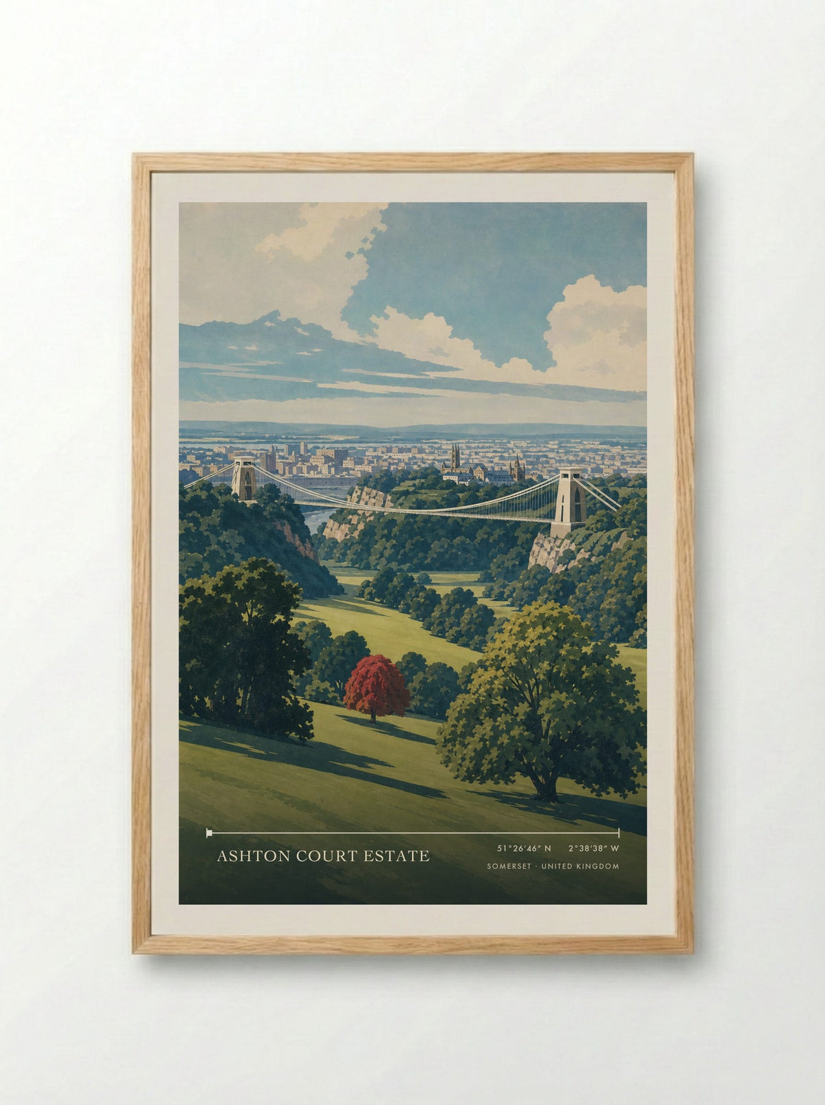 Ashton Court Estate, Somerset | Travel Poster - Framed Print Wood