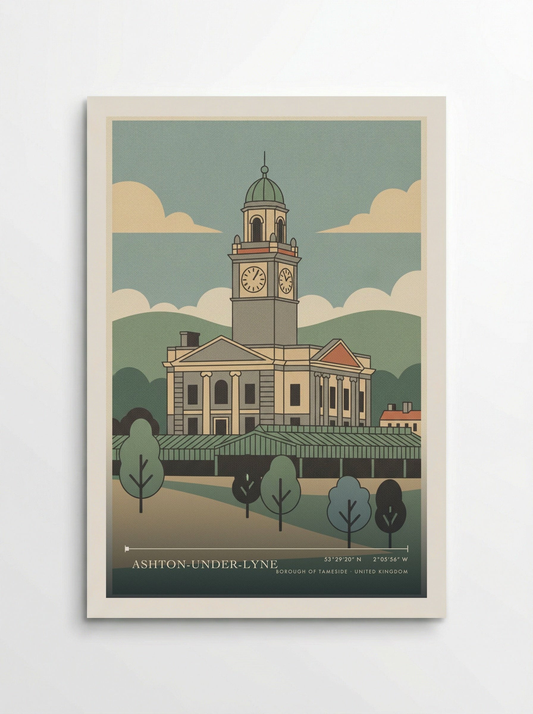 Ashton-under-Lyne Borough of Tameside United Kingdom Travel Poster - Poster