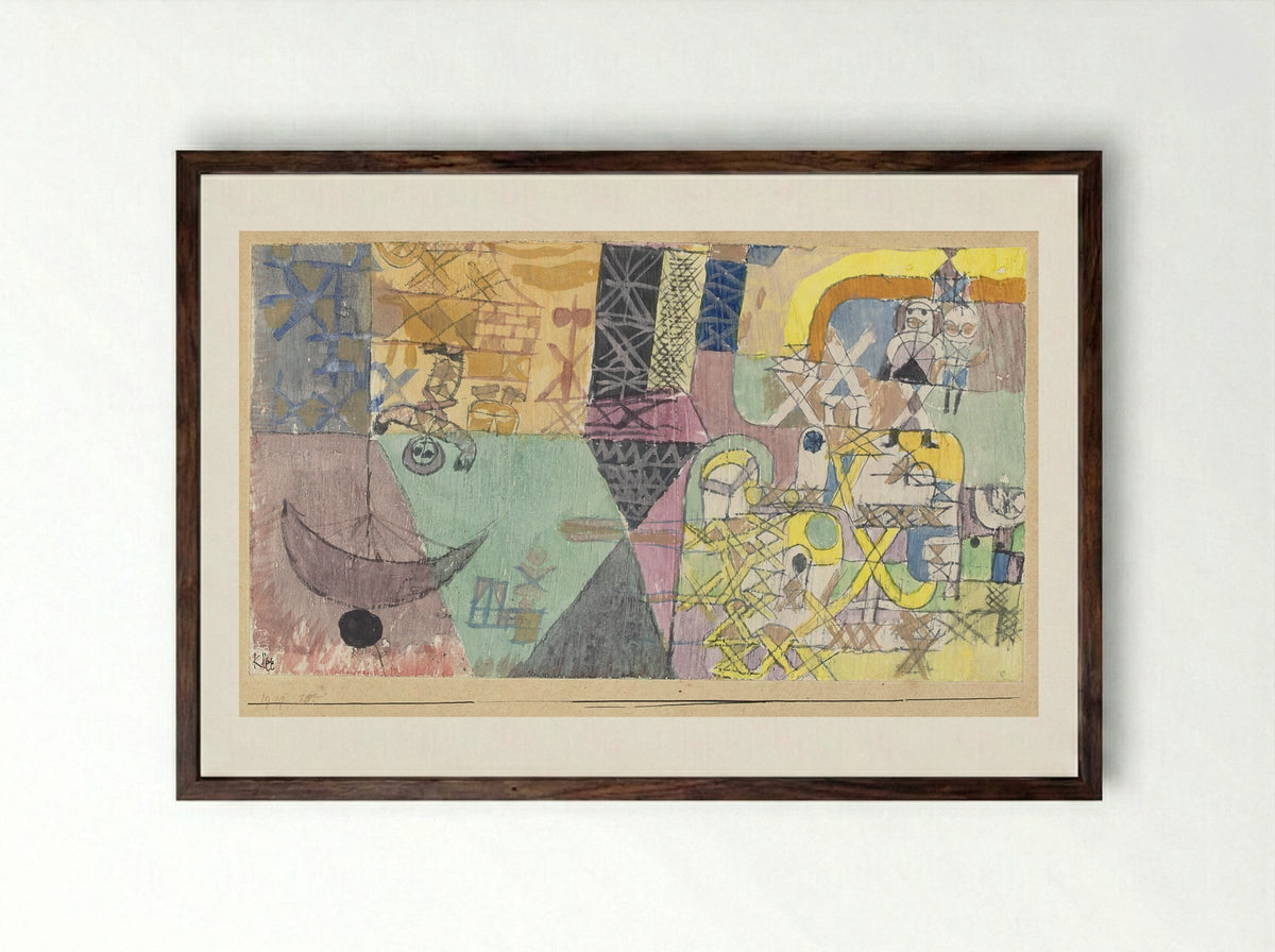 Asian entertainers - Paul Klee - Framed Print Dark Wood
