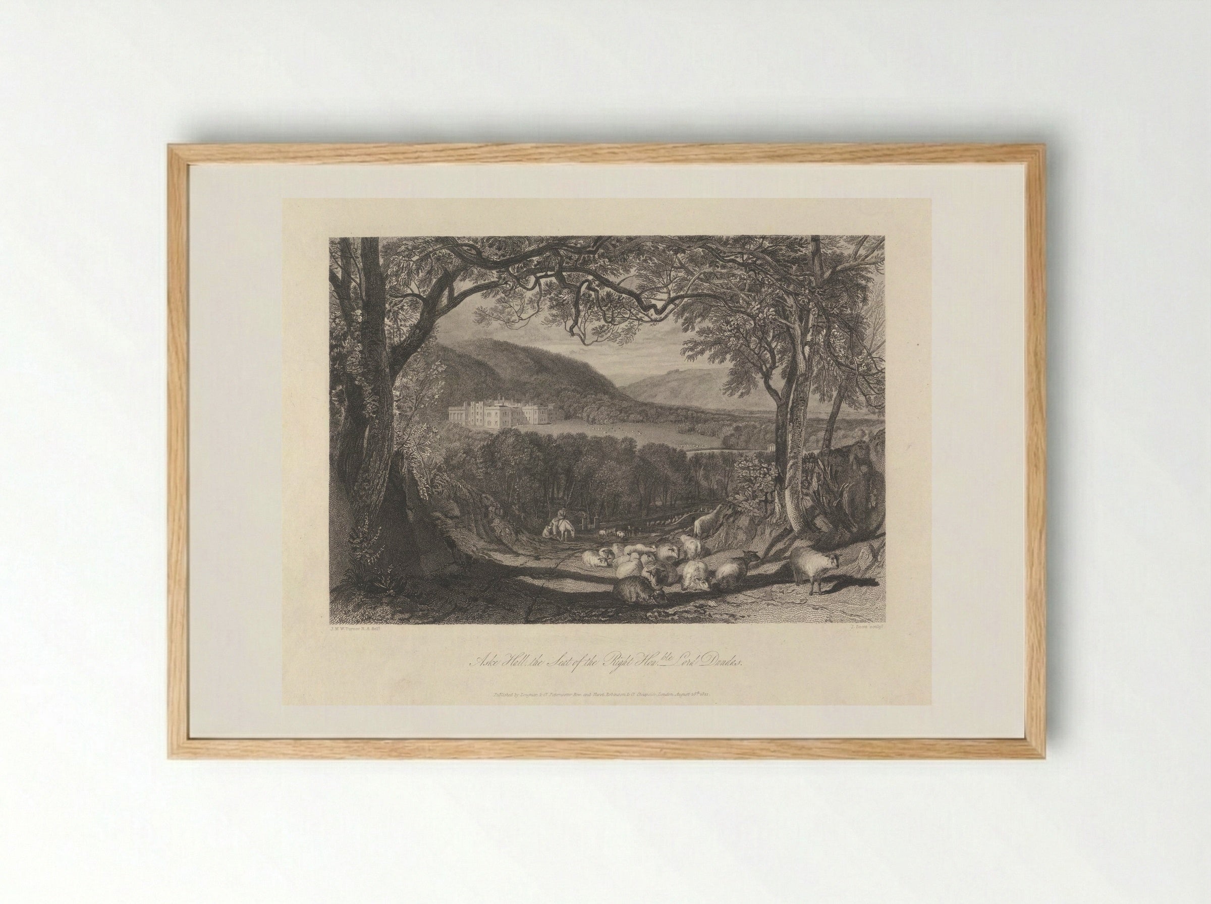Aske Hall, the Seat of the Right Honourable Lord Dundas - John Scott - Framed Print Wood