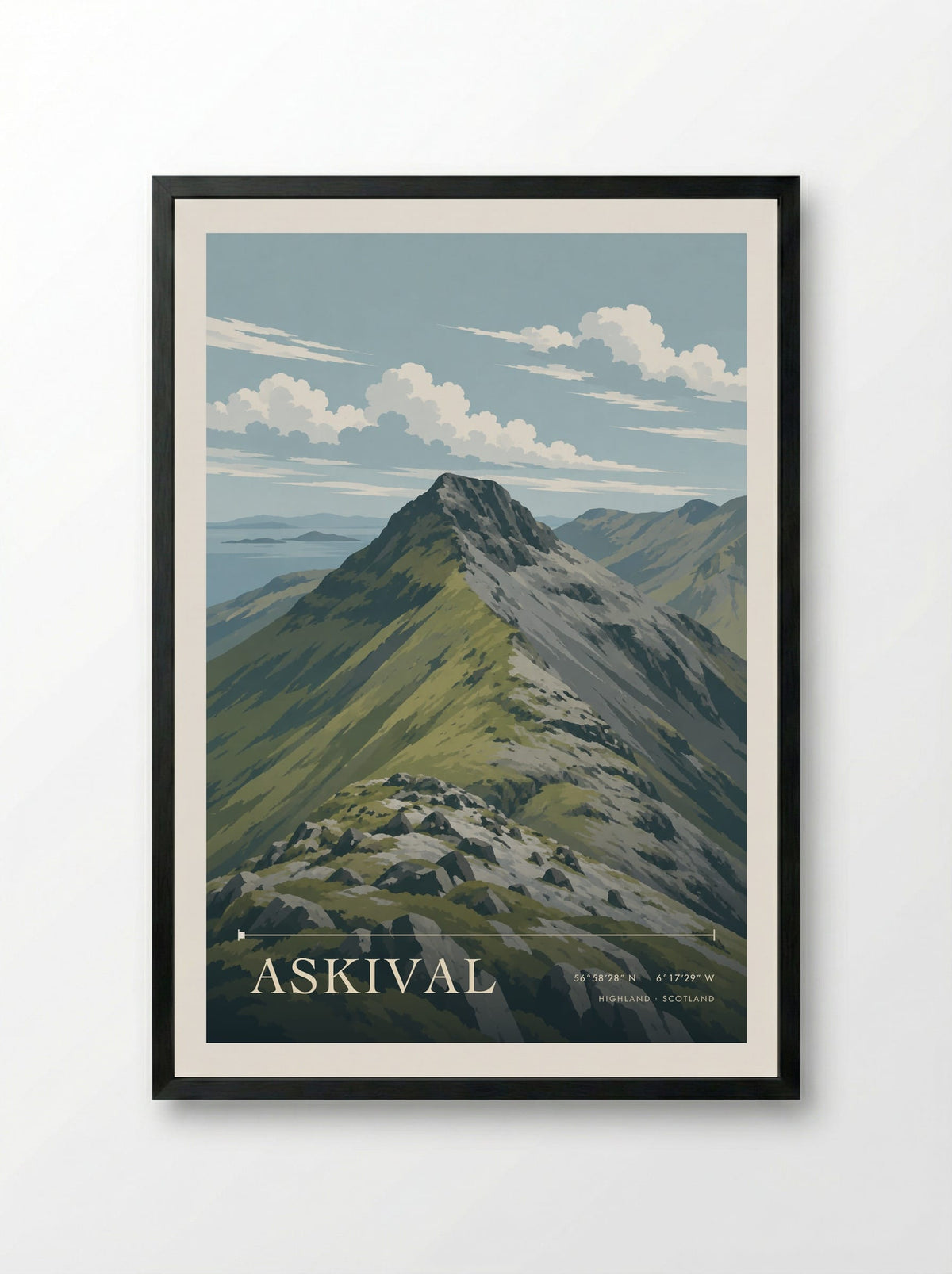 Askival, Highland | Travel Poster - Framed Print Black