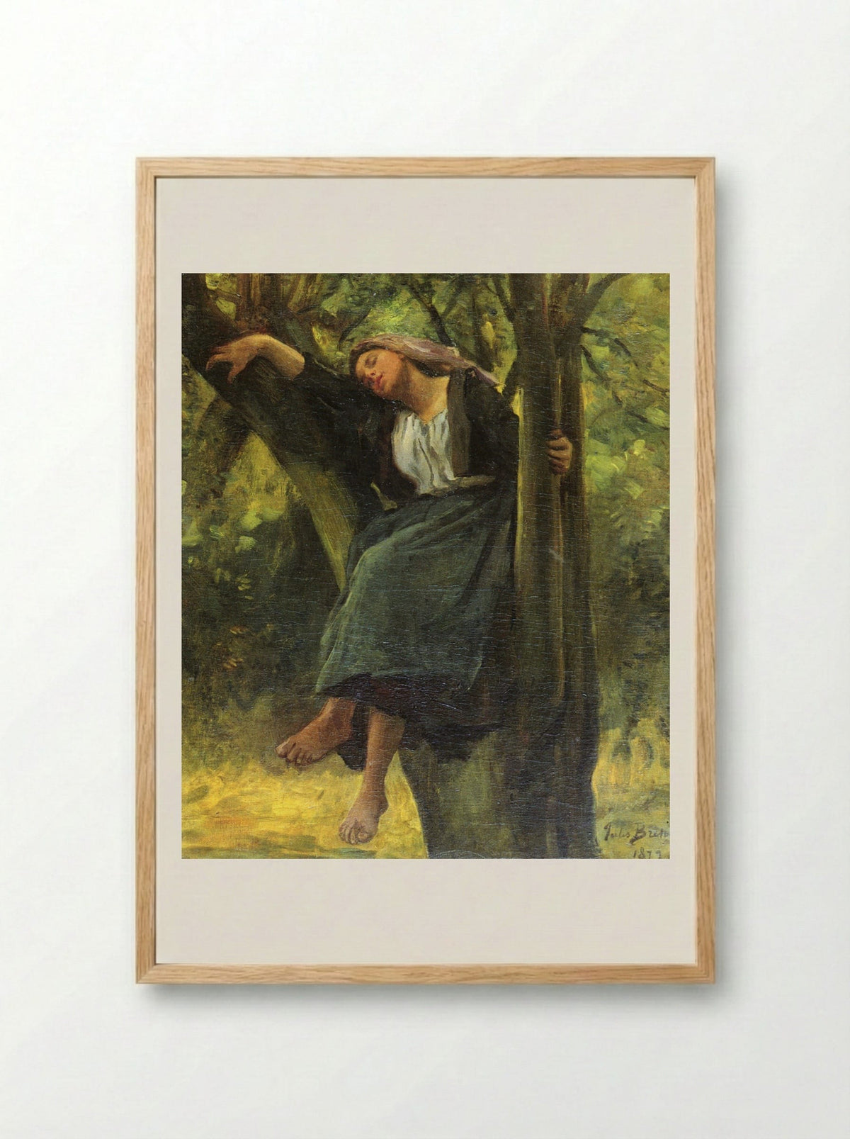 Asleep In The Woods - Jules Breton - Framed Print Wood