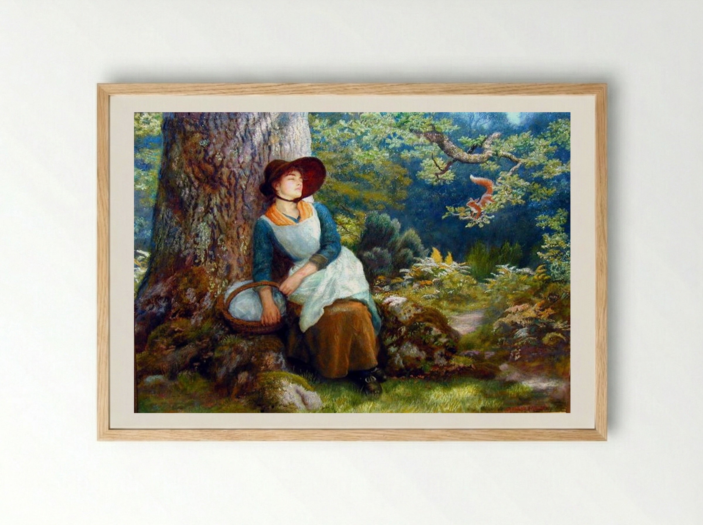 Asleep in the Woods - Arthur Hughes - Framed Print Wood