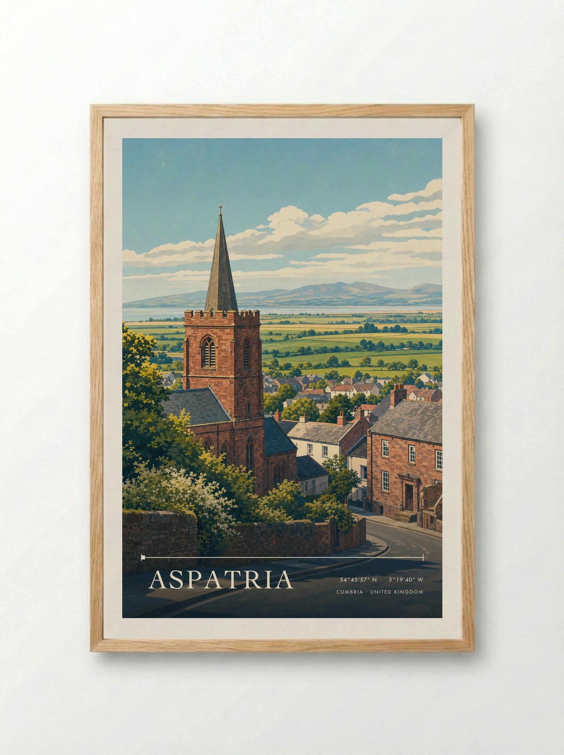Aspatria Cumbria United Kingdom Travel Poster - Framed Print Wood