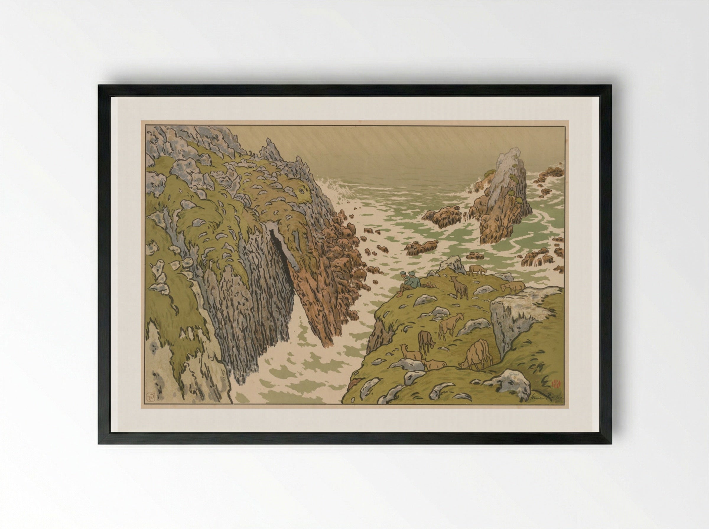 Aspects of Nature: The Cliff - Henri Rivière - Framed Print Black