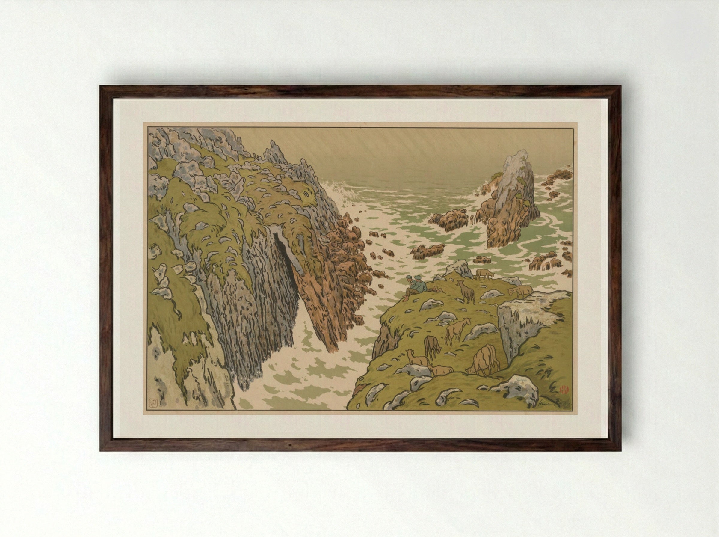 Aspects of Nature: The Cliff - Henri Rivière - Framed Print Dark Wood