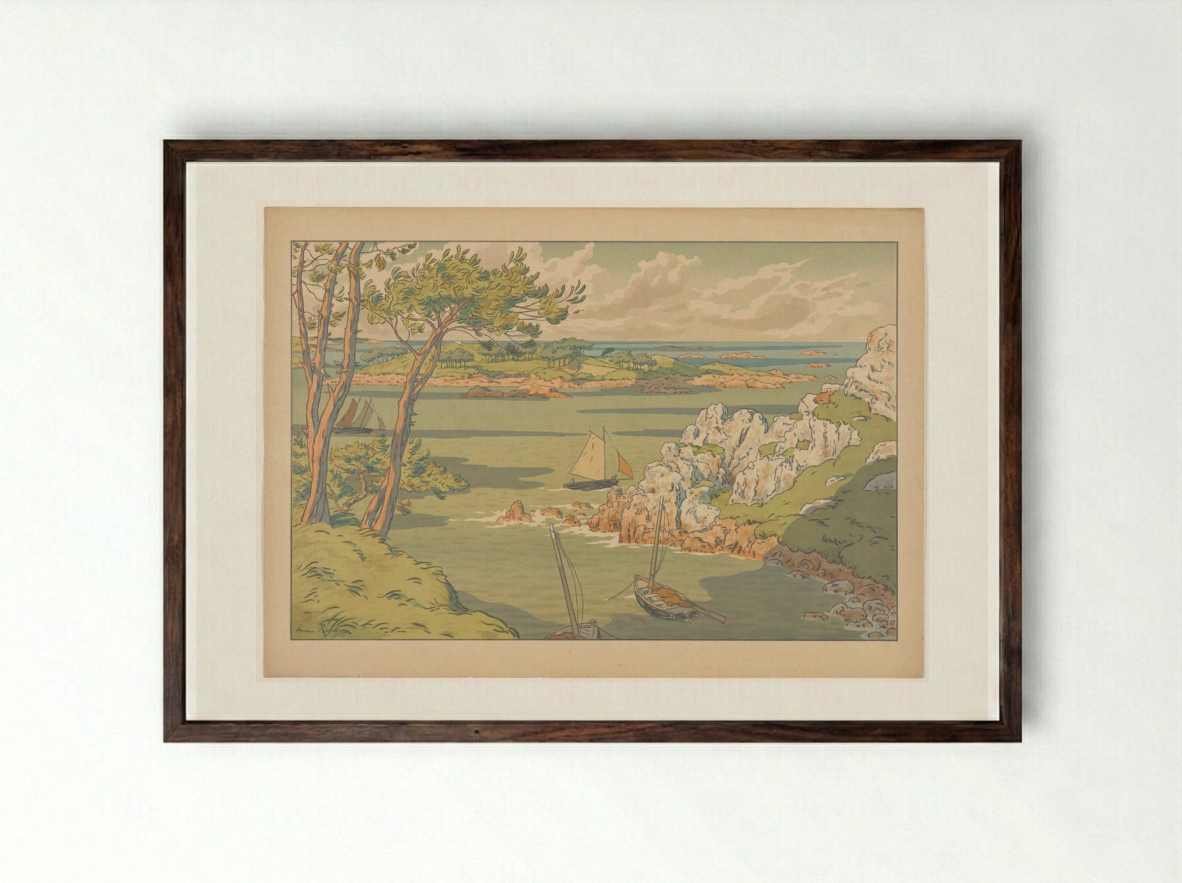 Aspects of Nature: The Island - Henri Rivière - Framed Print Dark Wood