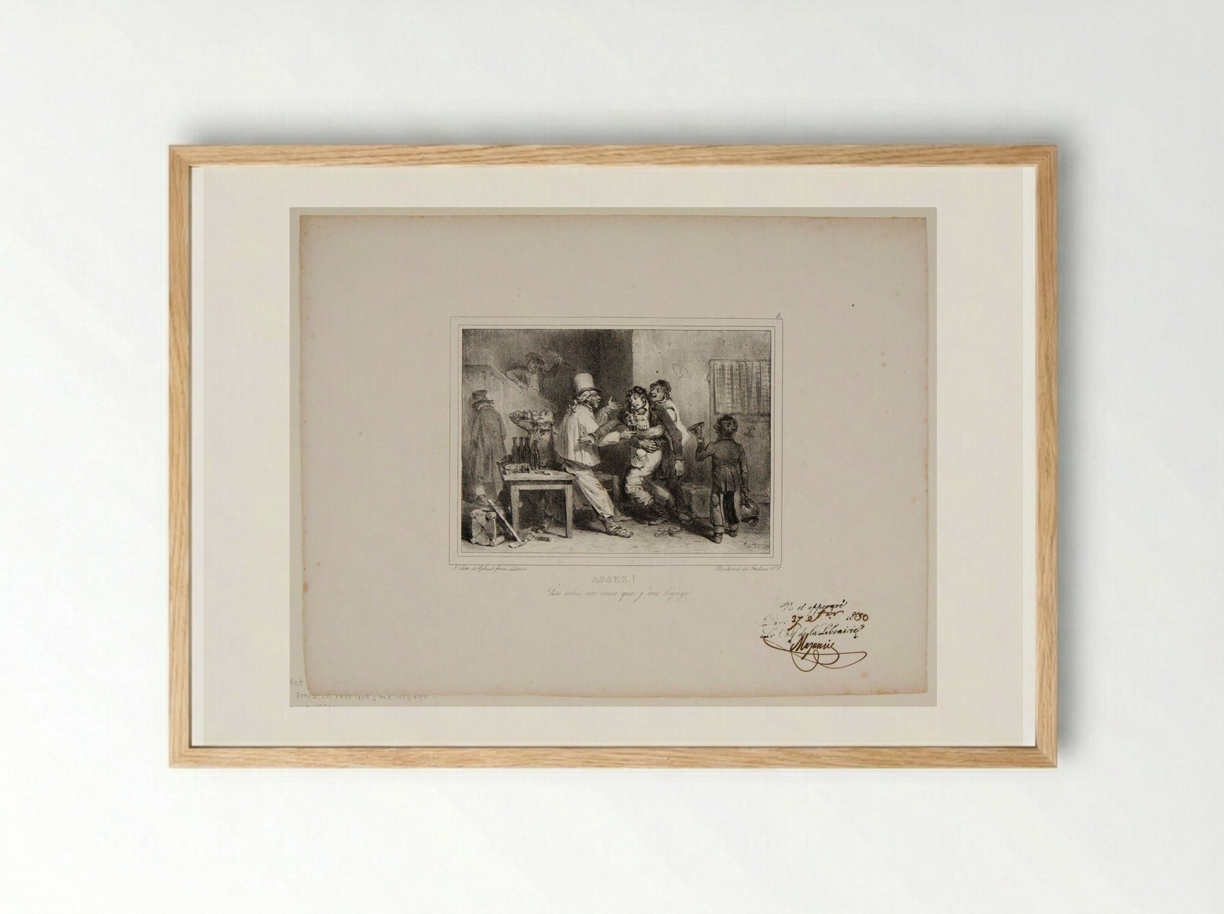 Assez! Les amis un verre que j'me dégorge - Denis-Auguste-Marie Raffet - Framed Print Wood