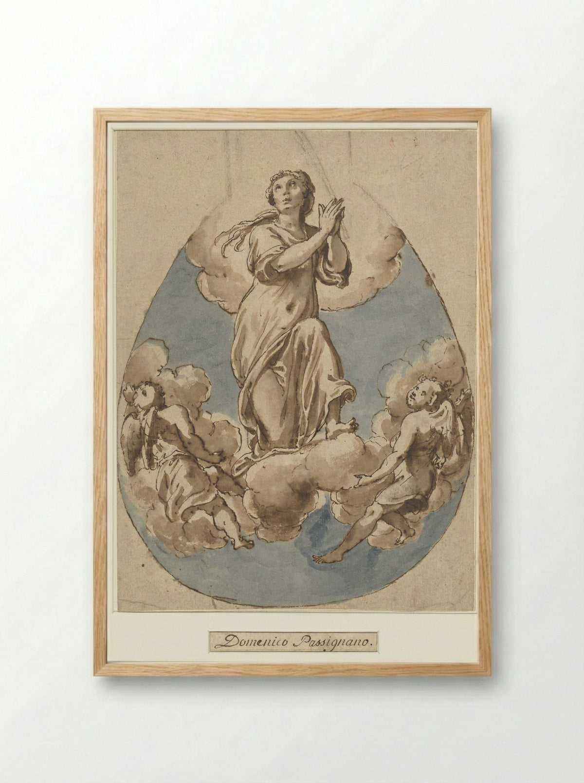 Assumption of the Virgin or a Female Martyr - Cesare Nebbia - Framed Print Wood
