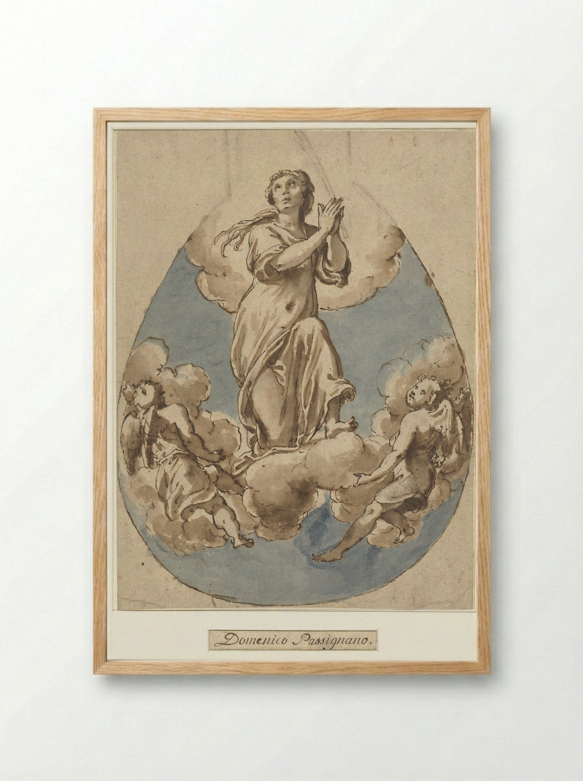 Assumption of the Virgin or a Female Martyr - Cesare Nebbia - Framed Print Wood