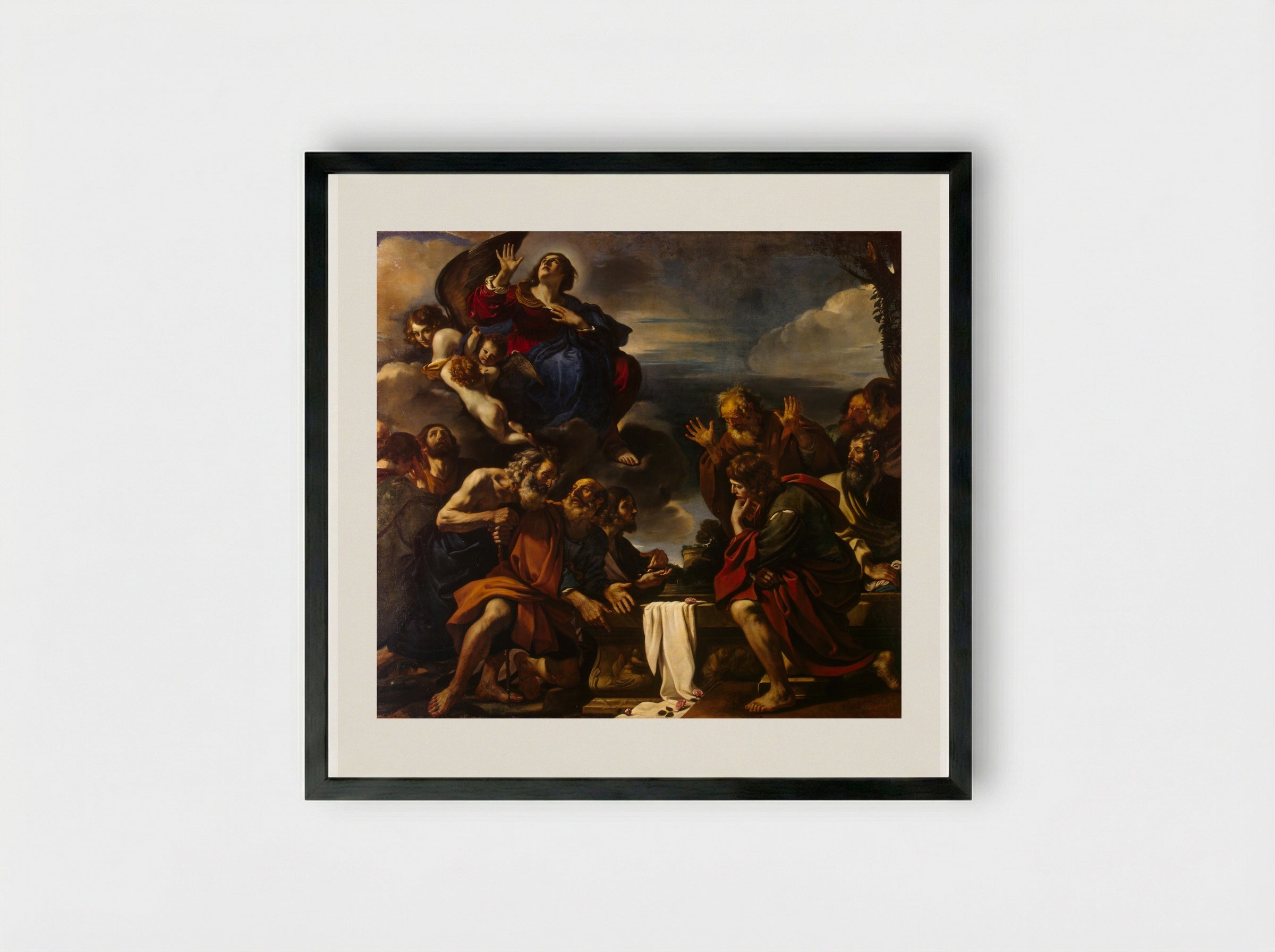 Assumption of the Virgin - Guercino - Framed Print Black