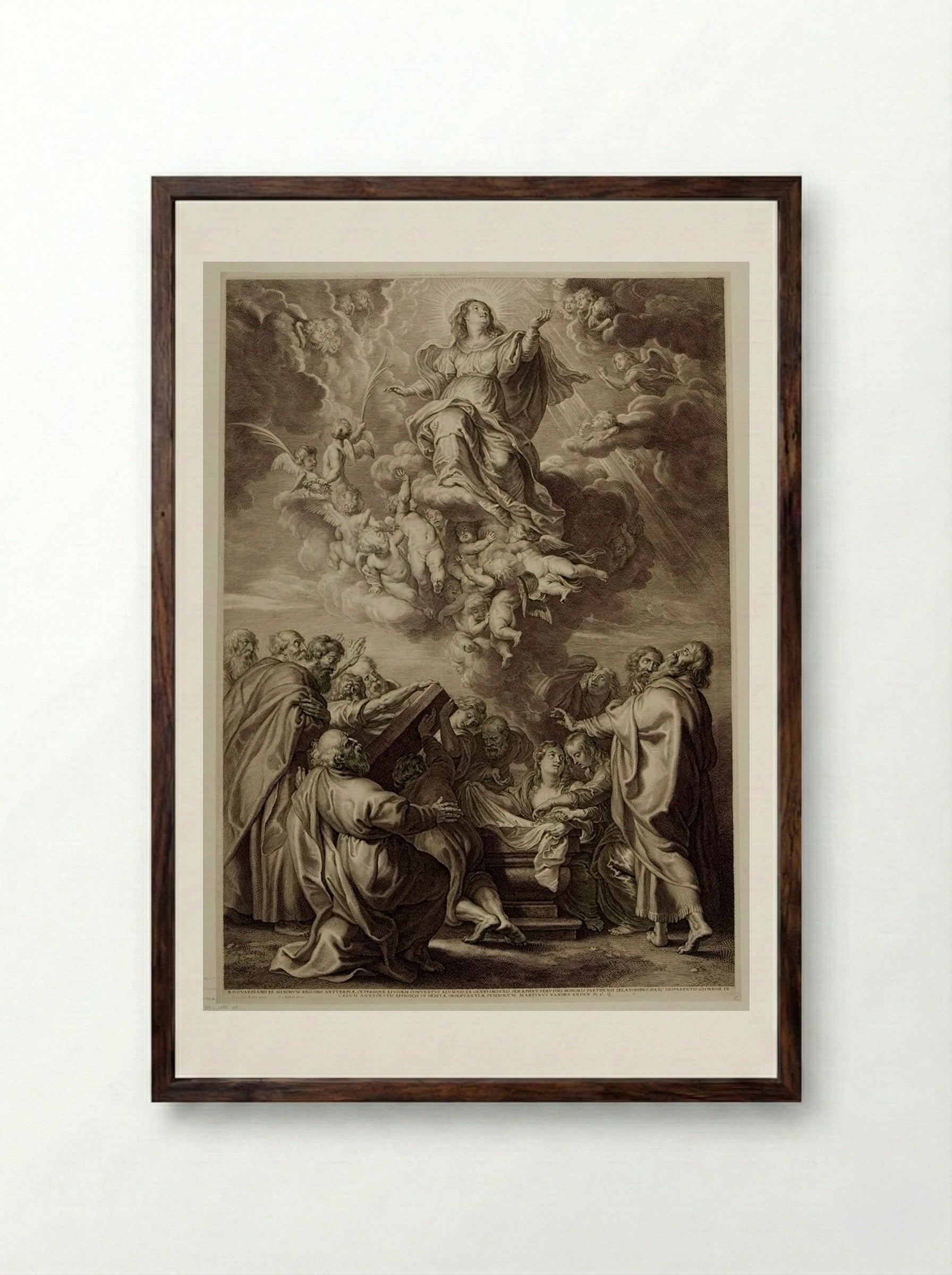 Assumption of the Virgin - Schelte Adamsz. Bolswert - Framed Print Dark Wood