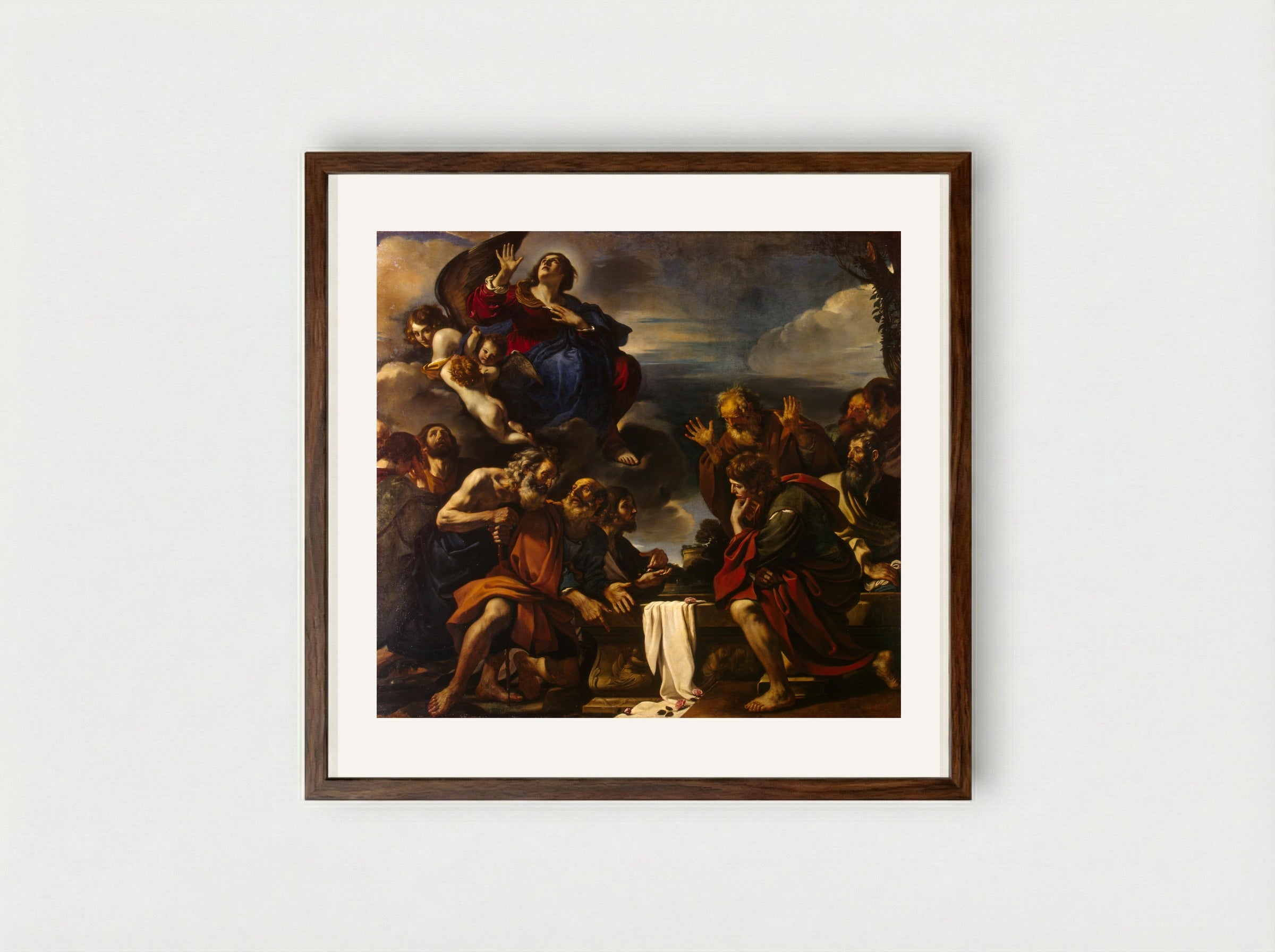 Assumption of the Virgin - Guercino - Framed Print Dark Wood