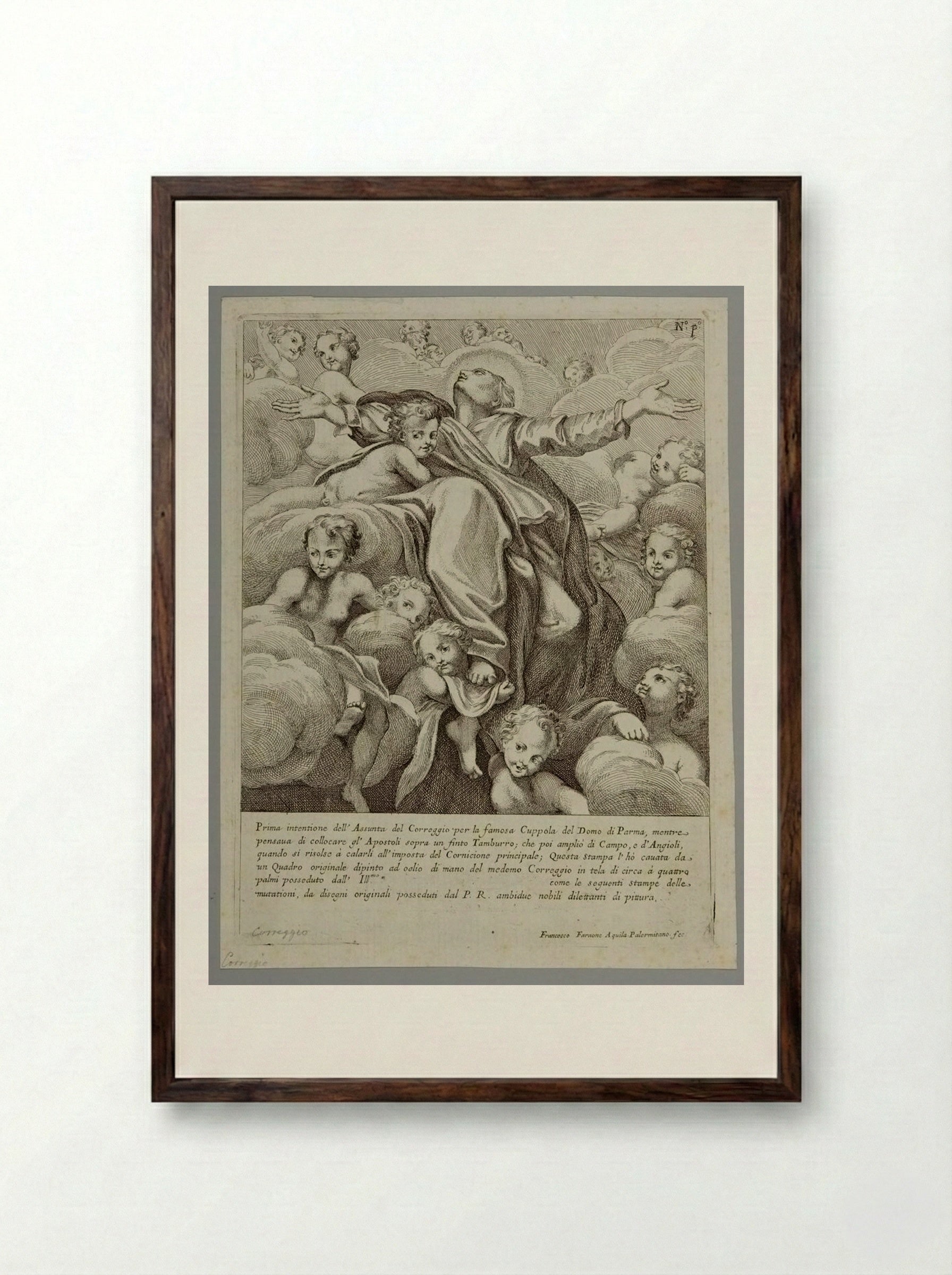 Assumption of the Virgin - Francesco Faraone Aquila - Framed Print Dark Wood