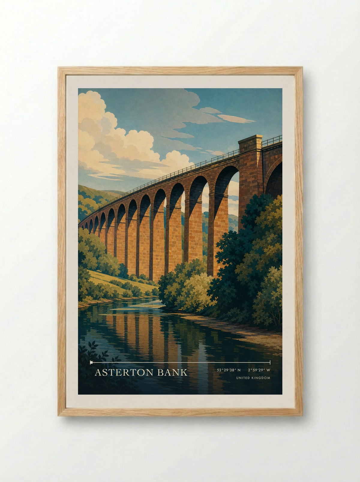 Asterton Bank United Kingdom Travel Poster - Framed Print Wood