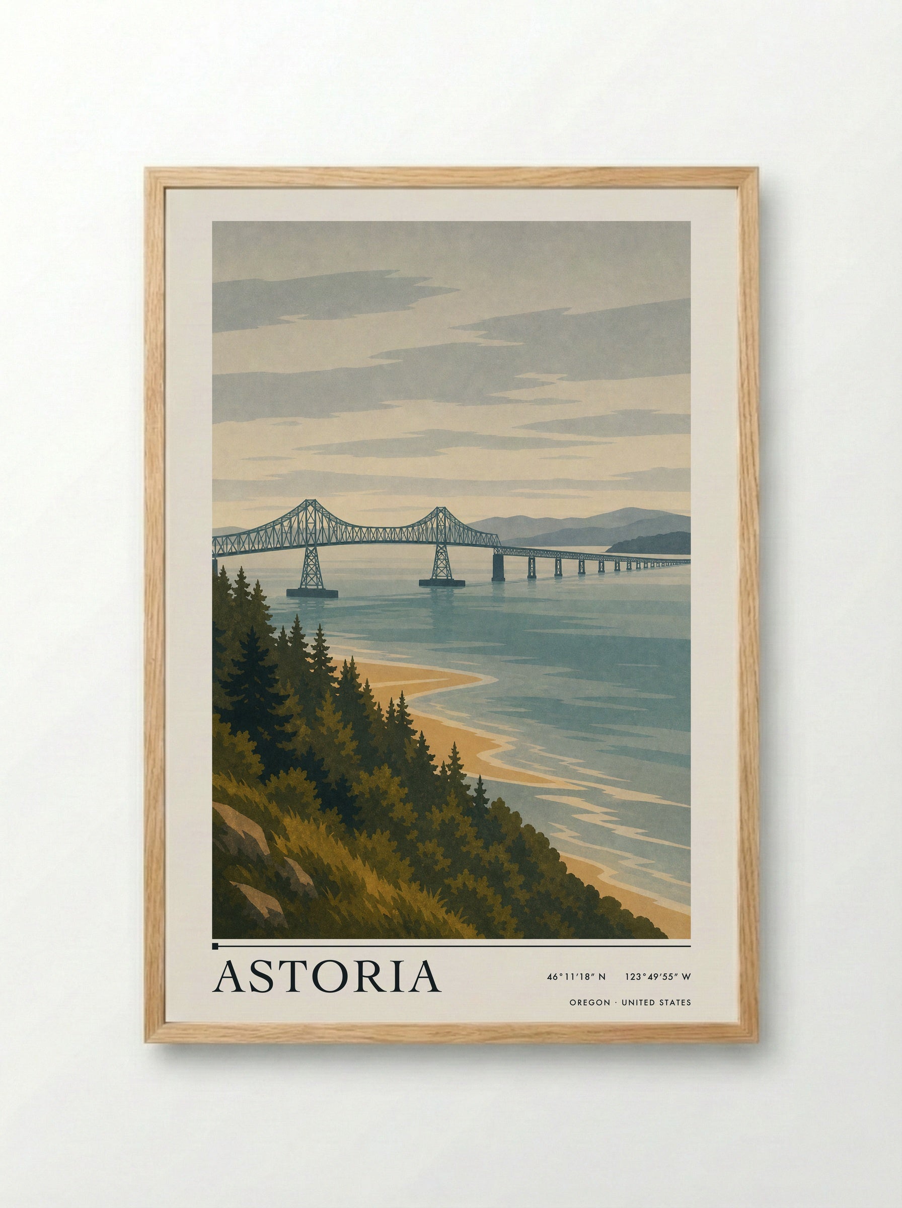 Astoria Travel Poster Artwork - Framed Print Wood