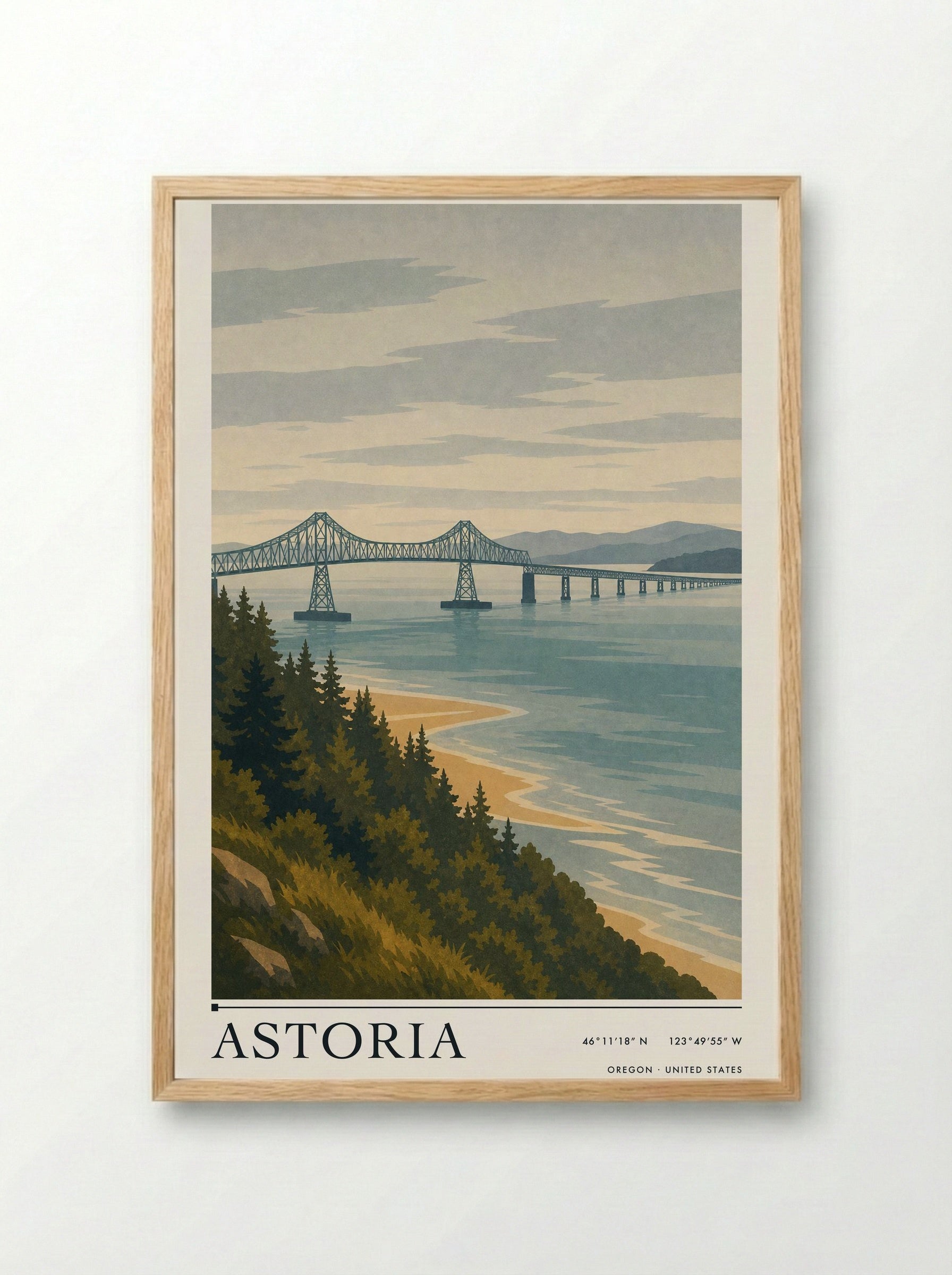 Astoria Travel Poster Artwork - Framed Print Wood