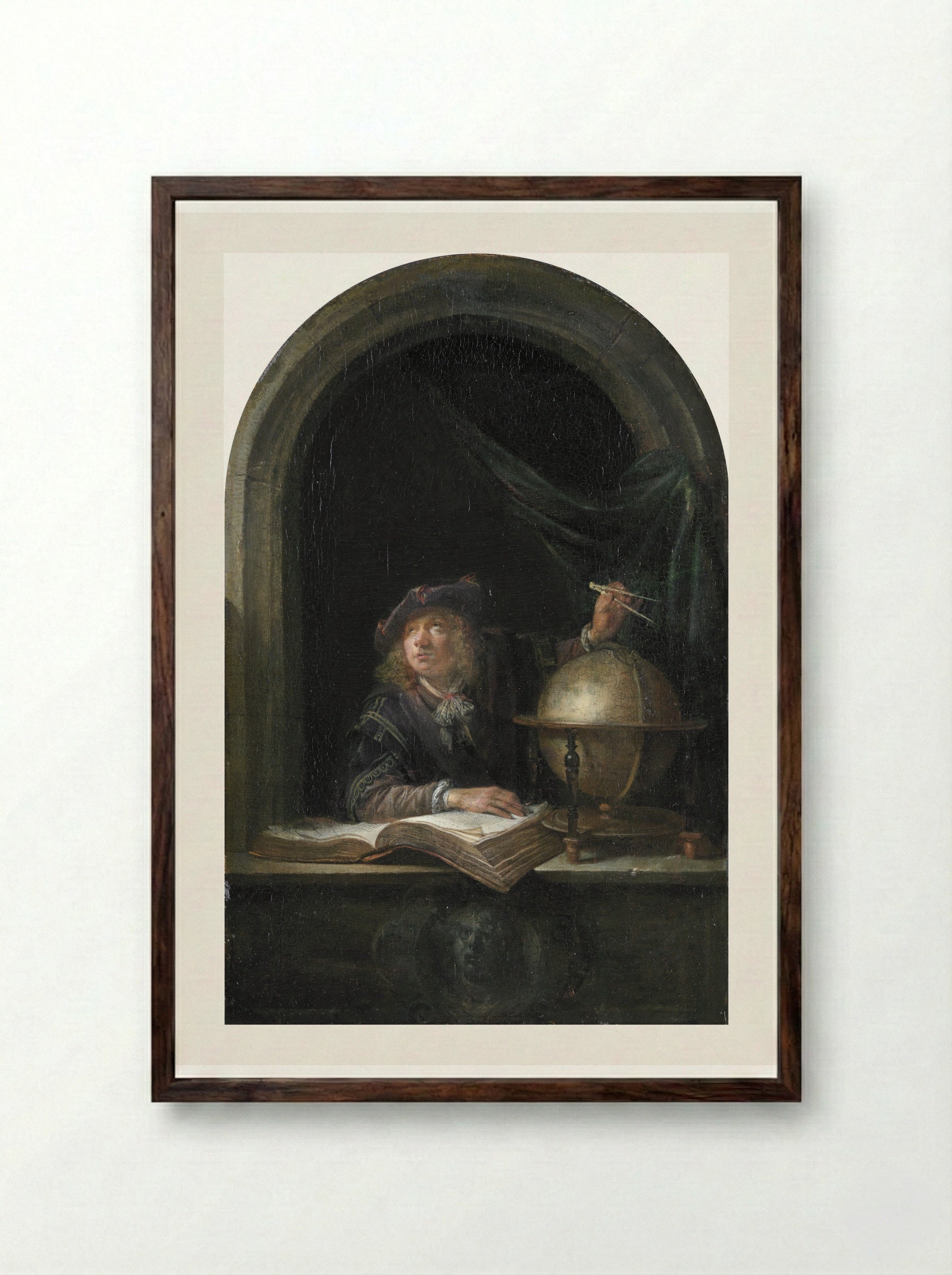 Astronomer - Gerrit Dou - Framed Print Dark Wood