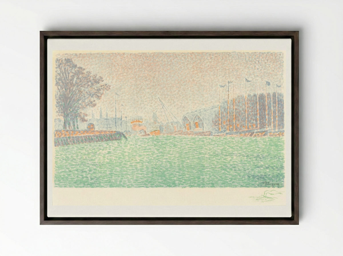 At Flushing (A Flessingue) - Paul Signac - Framed Canvas Dark Wood
