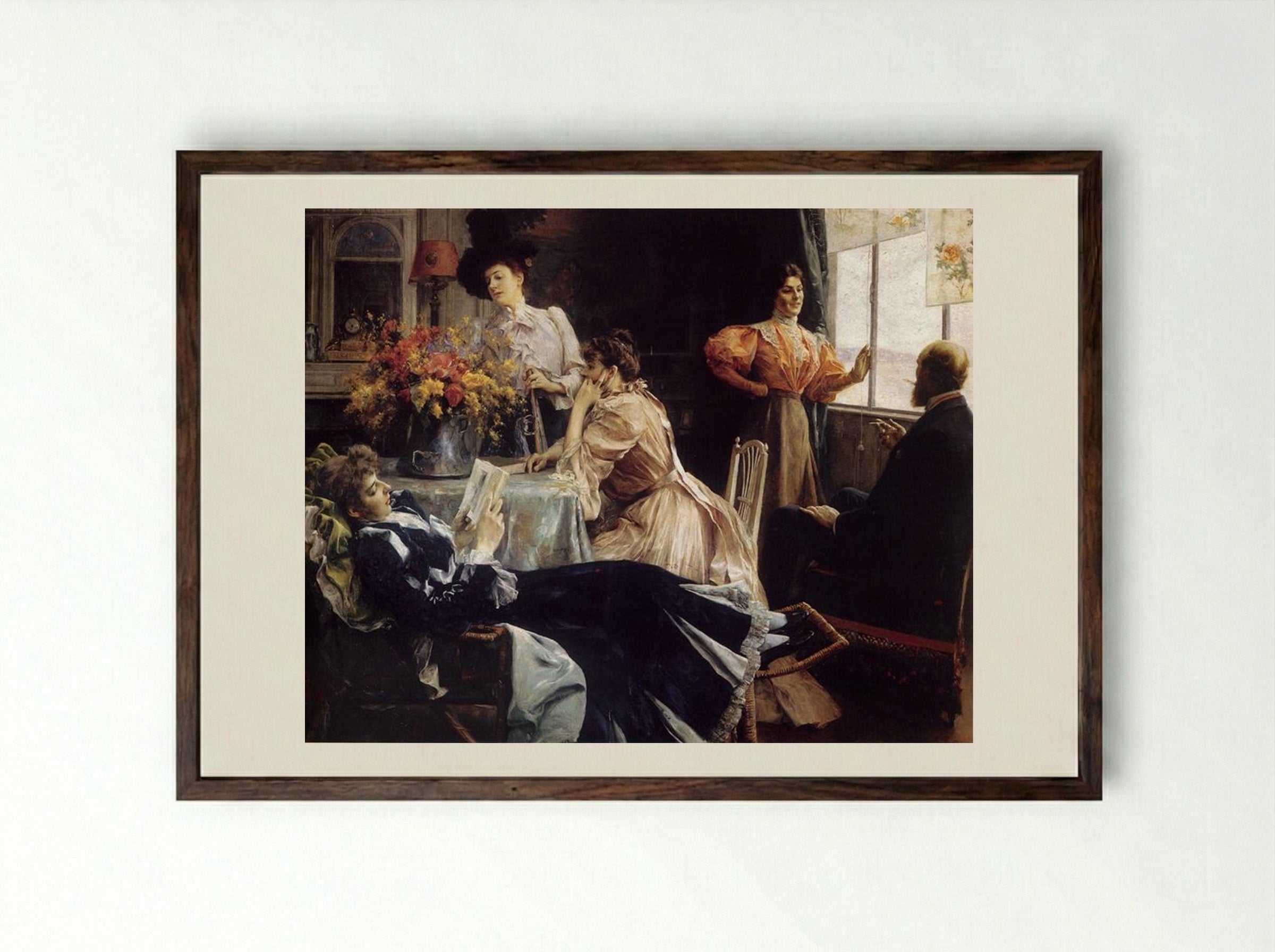 At Home - Julius LeBlanc Stewart - Framed Print Dark Wood