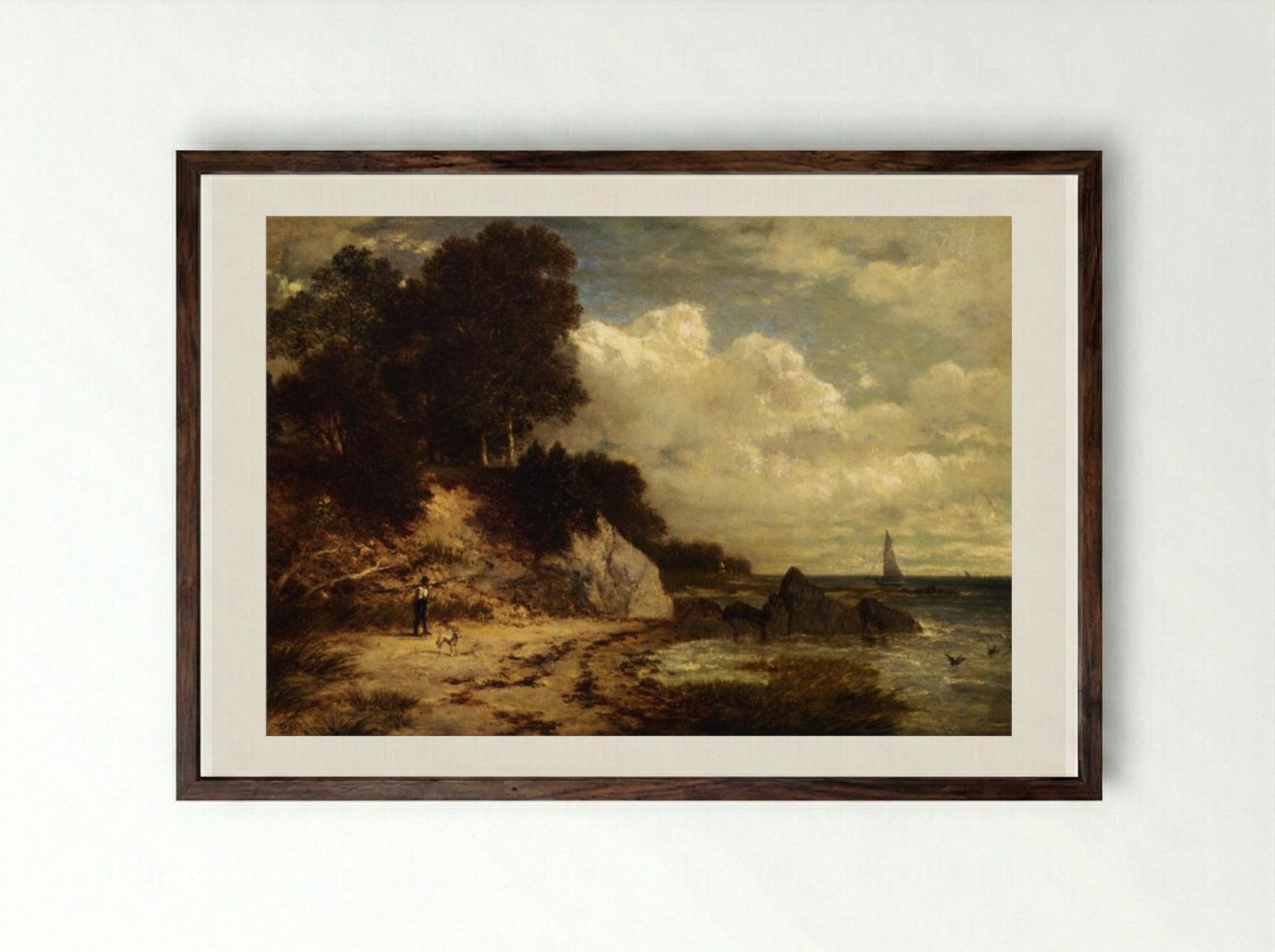 At Larchmont Manor, Long Island Sound, New York - David Johnson - Framed Print Dark Wood