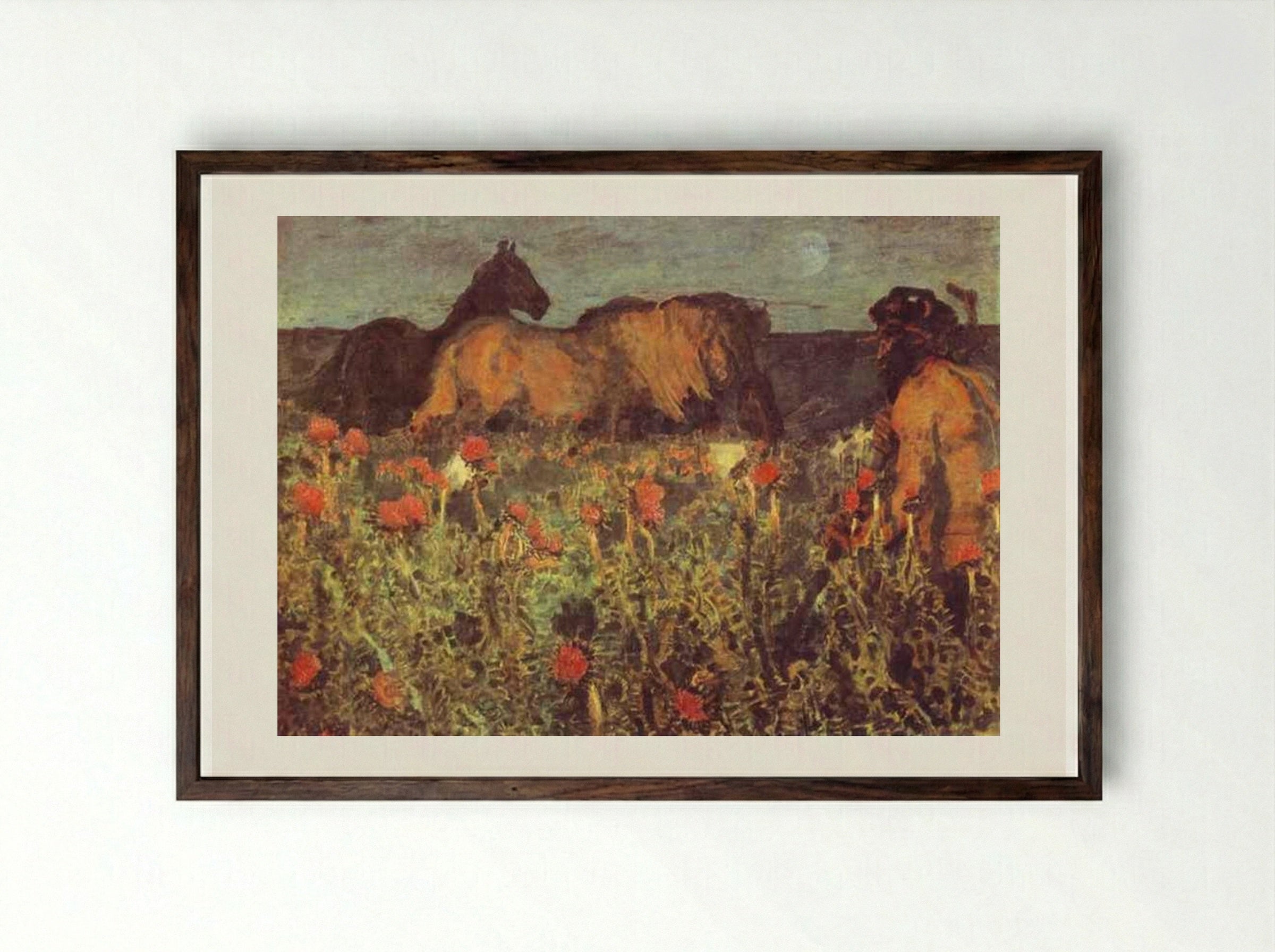At Nightfall - Mikhail Vrubel - Framed Print Dark Wood