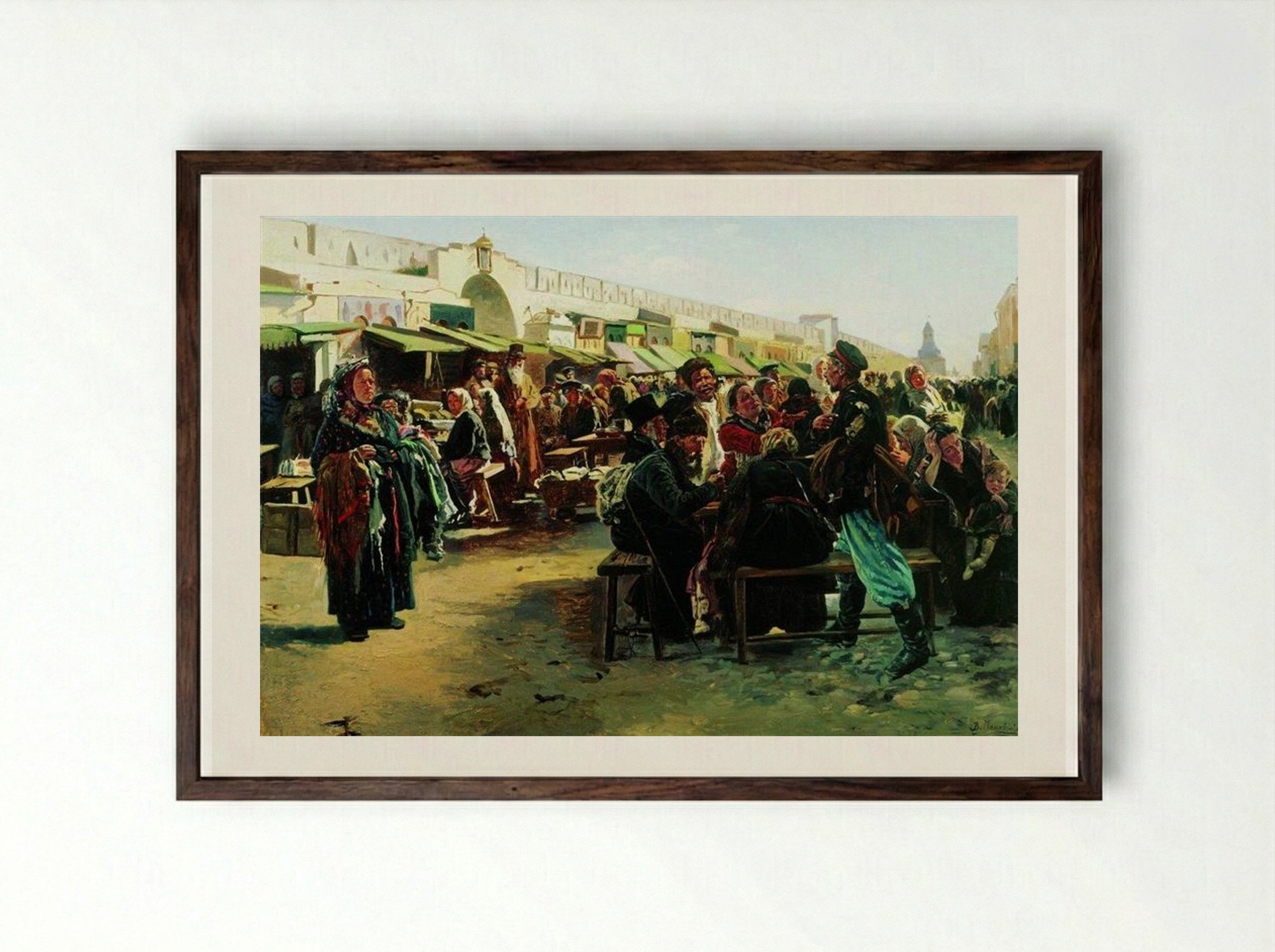 At Noon - Vladimir Makovsky - Framed Print Dark Wood