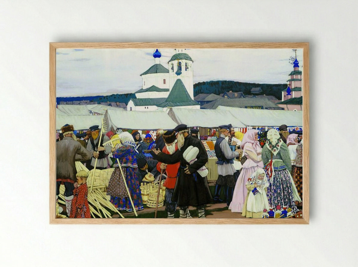 At The Fair - Boris Kustodiev - Framed Print Wood