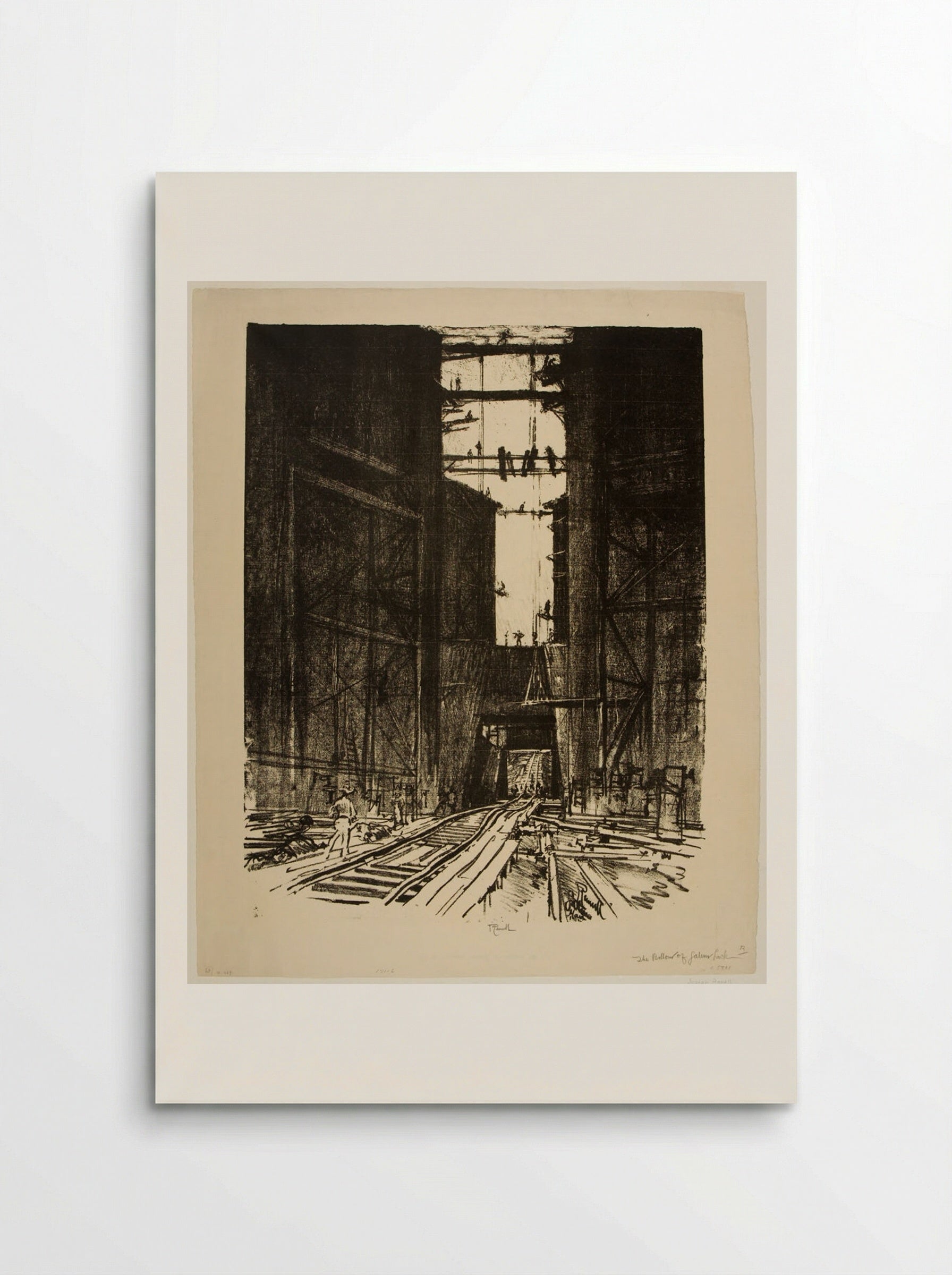 At the Bottom of Gatun Lock, Panama - Joseph Pennell - Poster