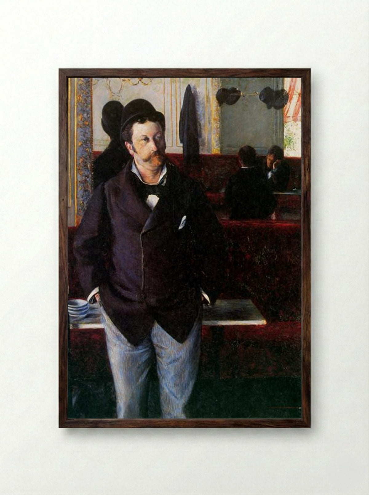 At the Cafe, Rouen - Gustave Caillebotte - Framed Print Dark Wood
