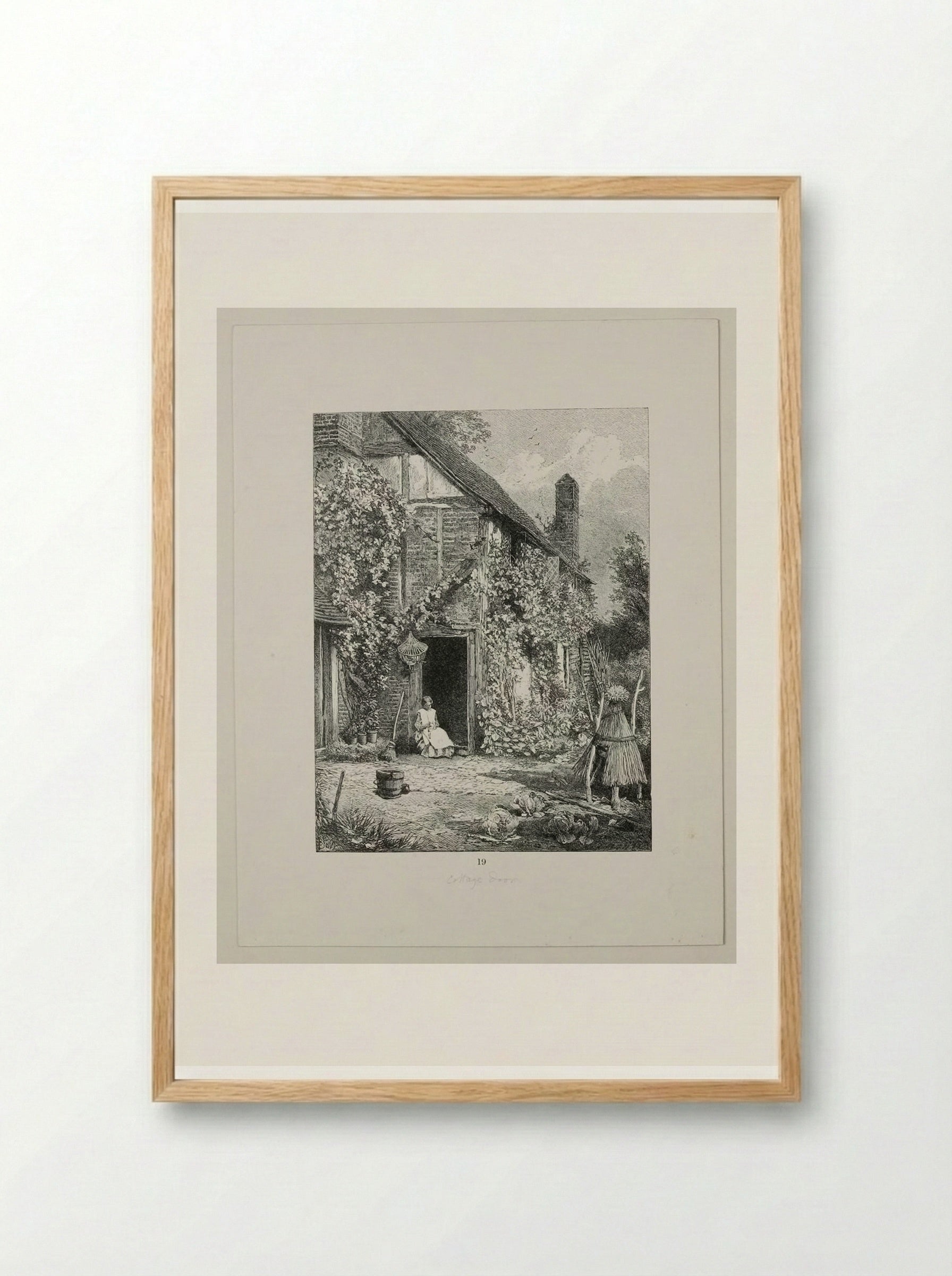 At the Cottage Door - Edward Dalziel - Framed Print Wood