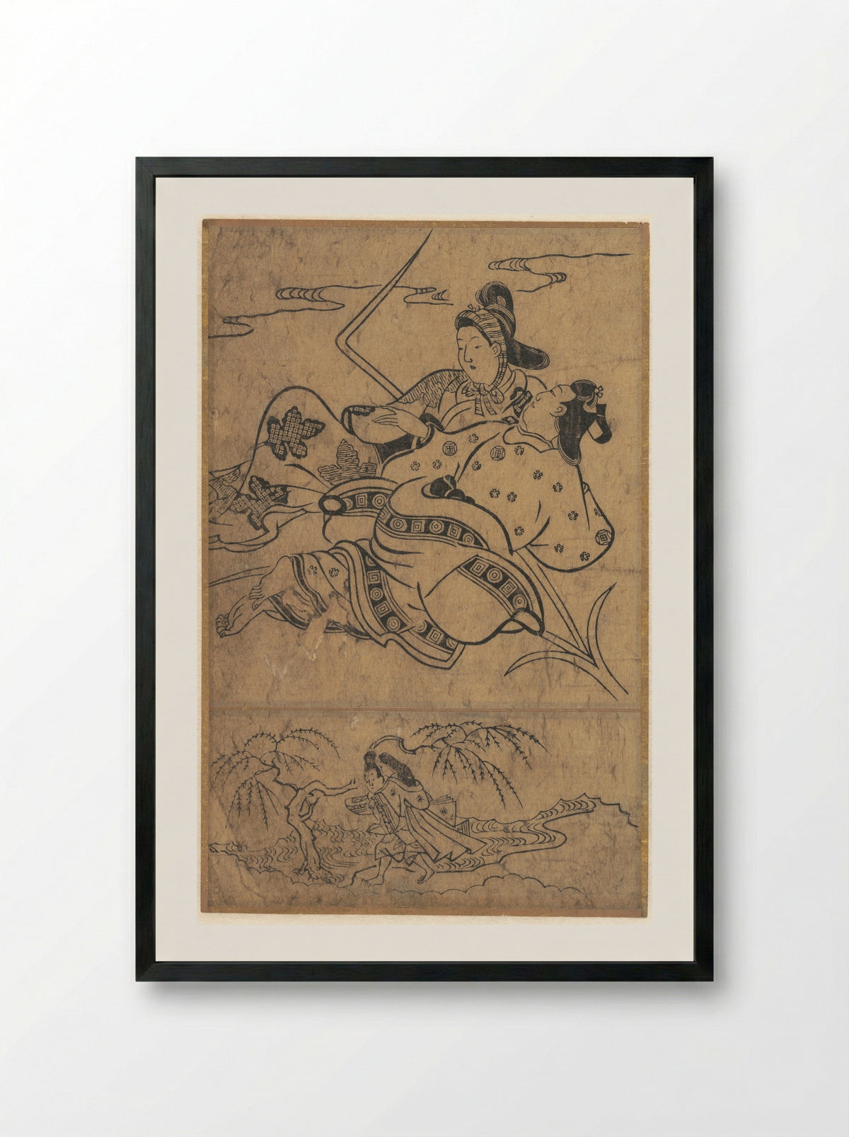 At the Edge of the River Akutagawa - Sugimura Jihei - Framed Print Black
