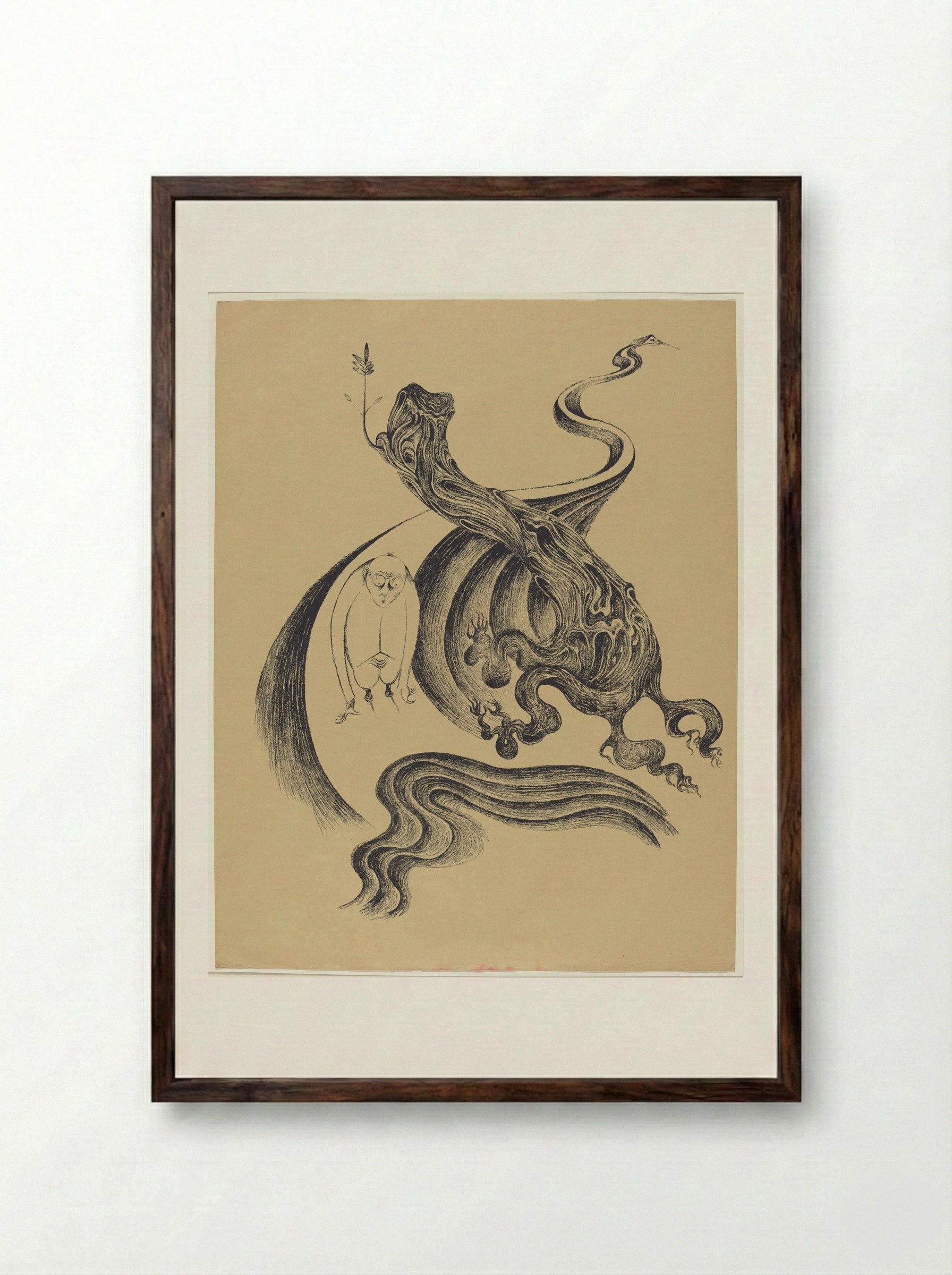 At the End of the Road - Heinrich Hoerle - Framed Print Dark Wood