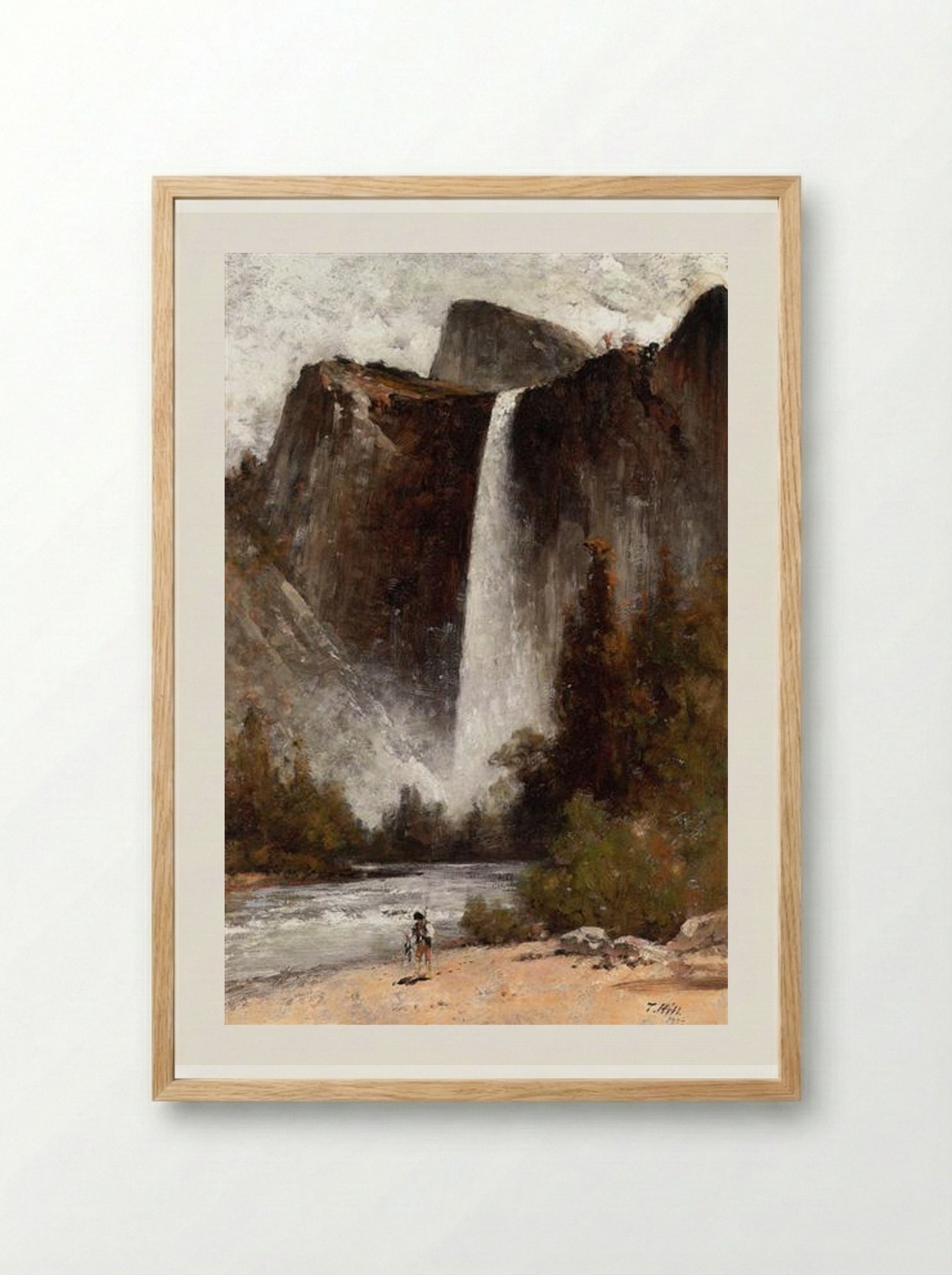At the Foot of Bridal Veil - Thomas Hill - Framed Print Wood