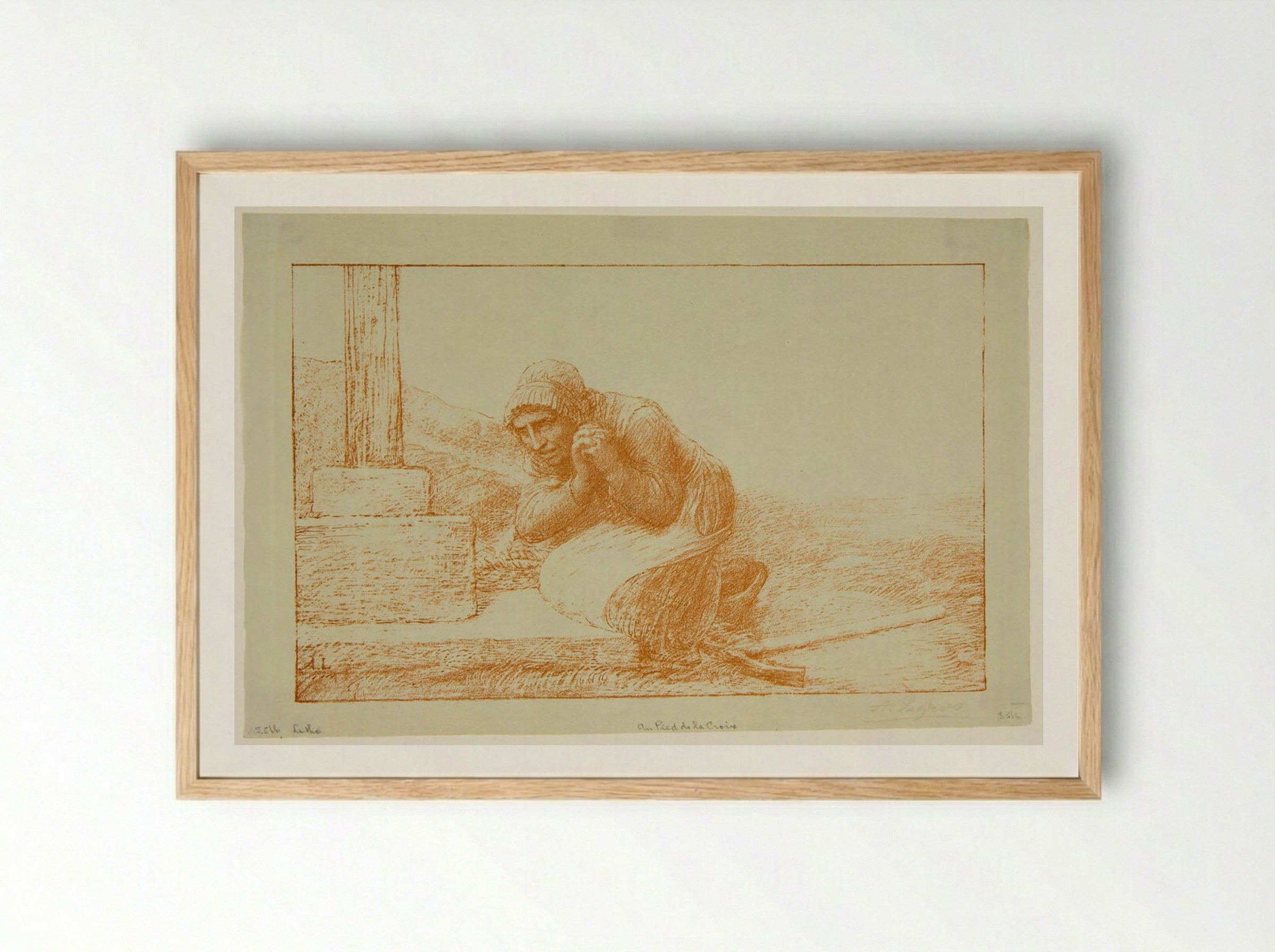 At the Foot of the Cross - Alphonse Legros - Framed Print Wood