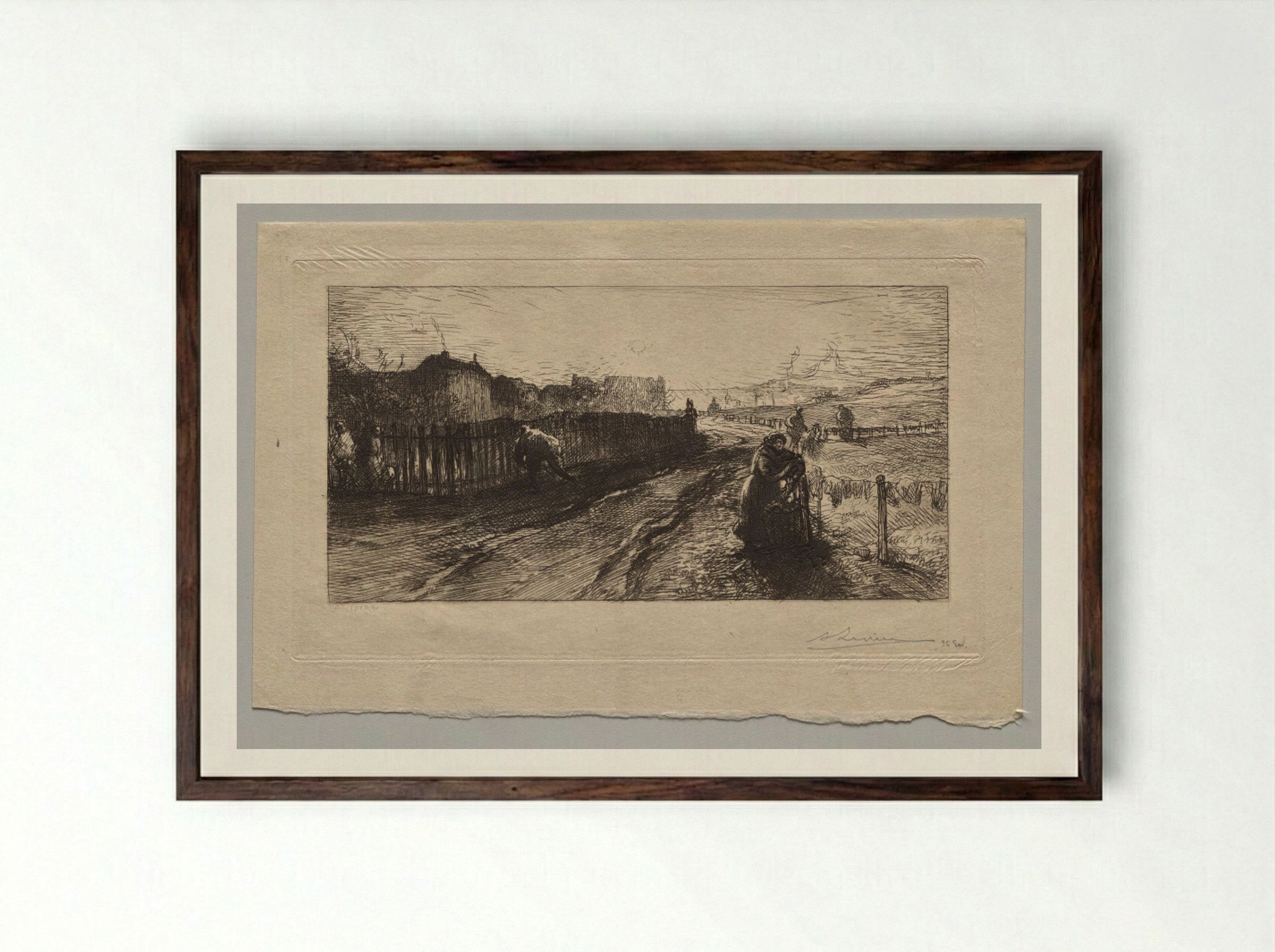 At the Fortifications, Porte de Versailles - Auguste Louis Lepère - Framed Print Dark Wood