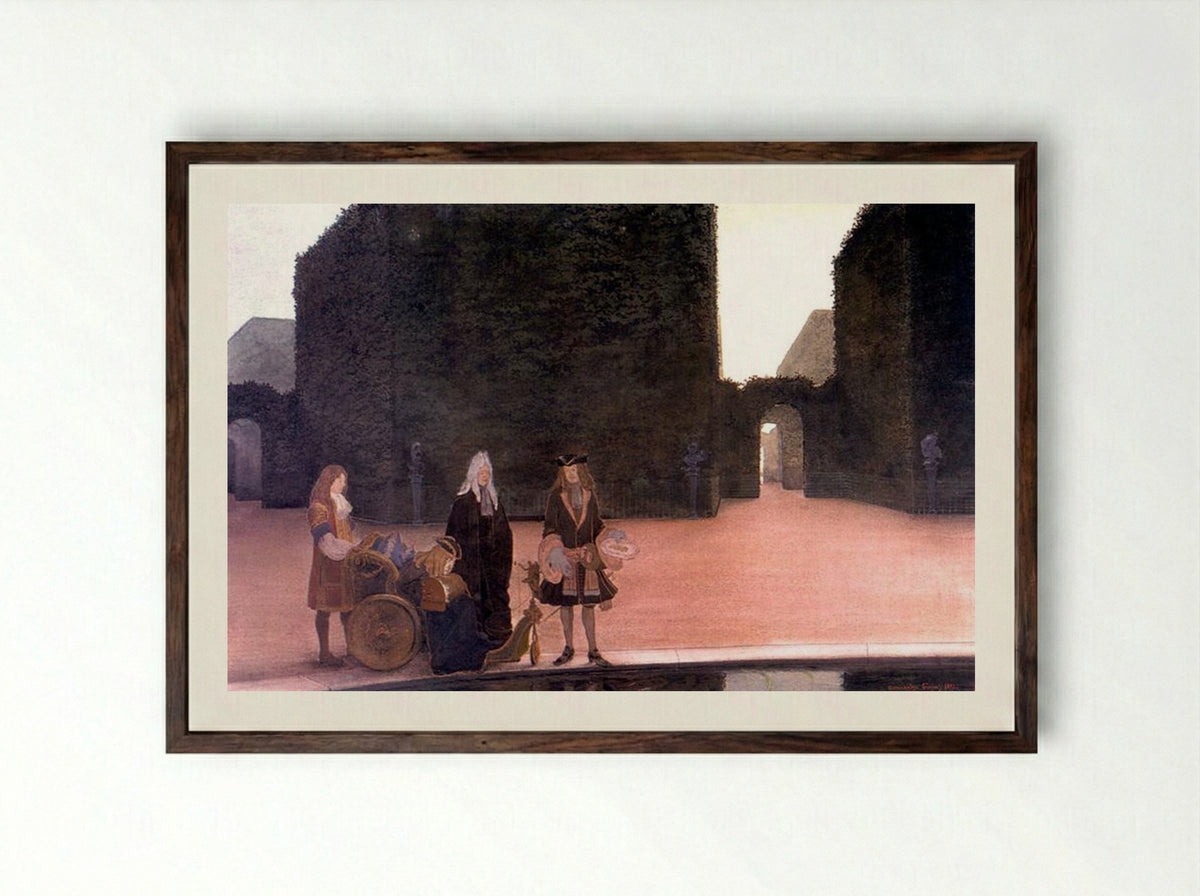 At the Pool of Ceres - Alexandre Benois - Framed Print Dark Wood