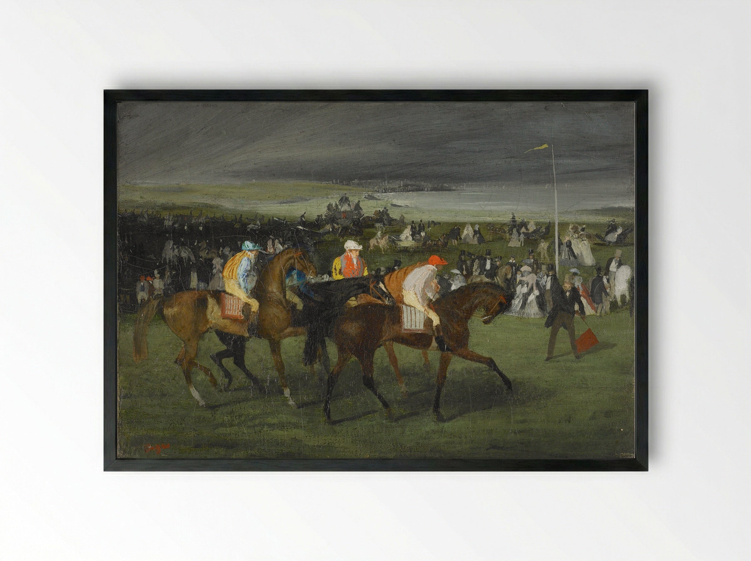 At the Races: The Start - Edgar Degas - Framed Print Black