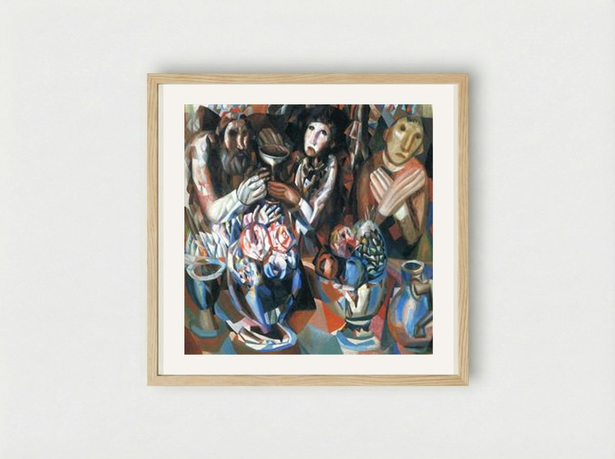 At the Table - Pavel Filonov - Framed Print Wood