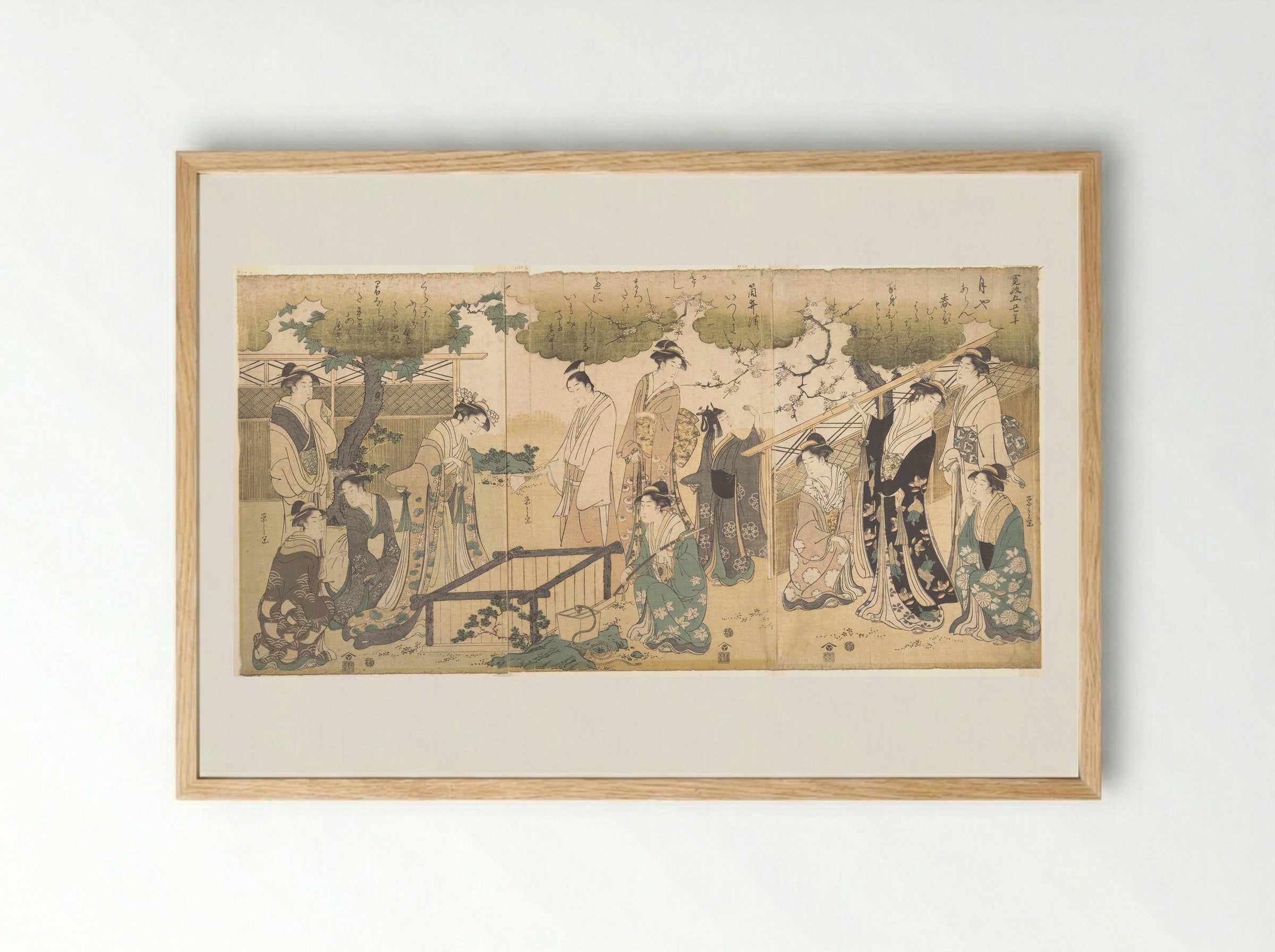 At the Tsutsui Well - Chōbunsai Eishi - Framed Print Wood