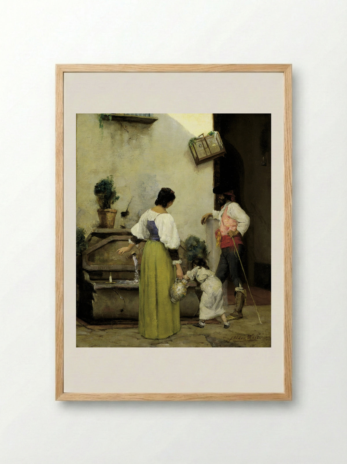 At the Water Trough - Julian Alden Weir - Framed Print Wood