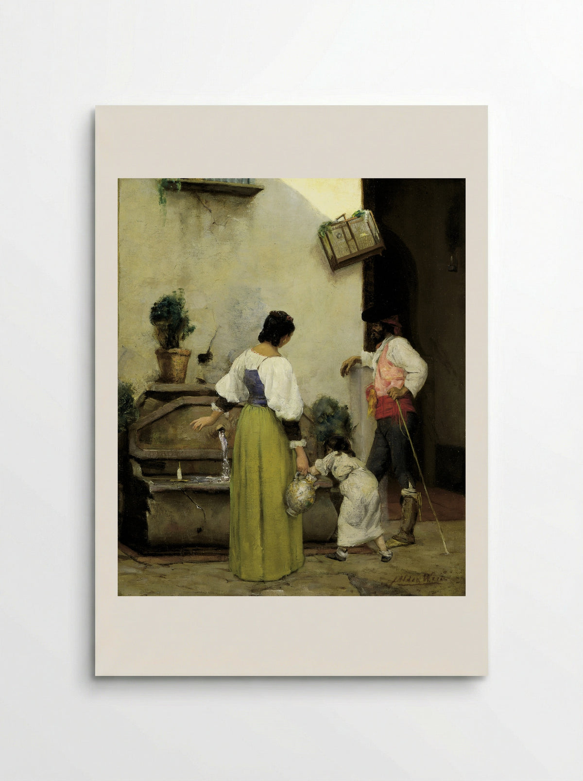 At the Water Trough - Julian Alden Weir - Poster