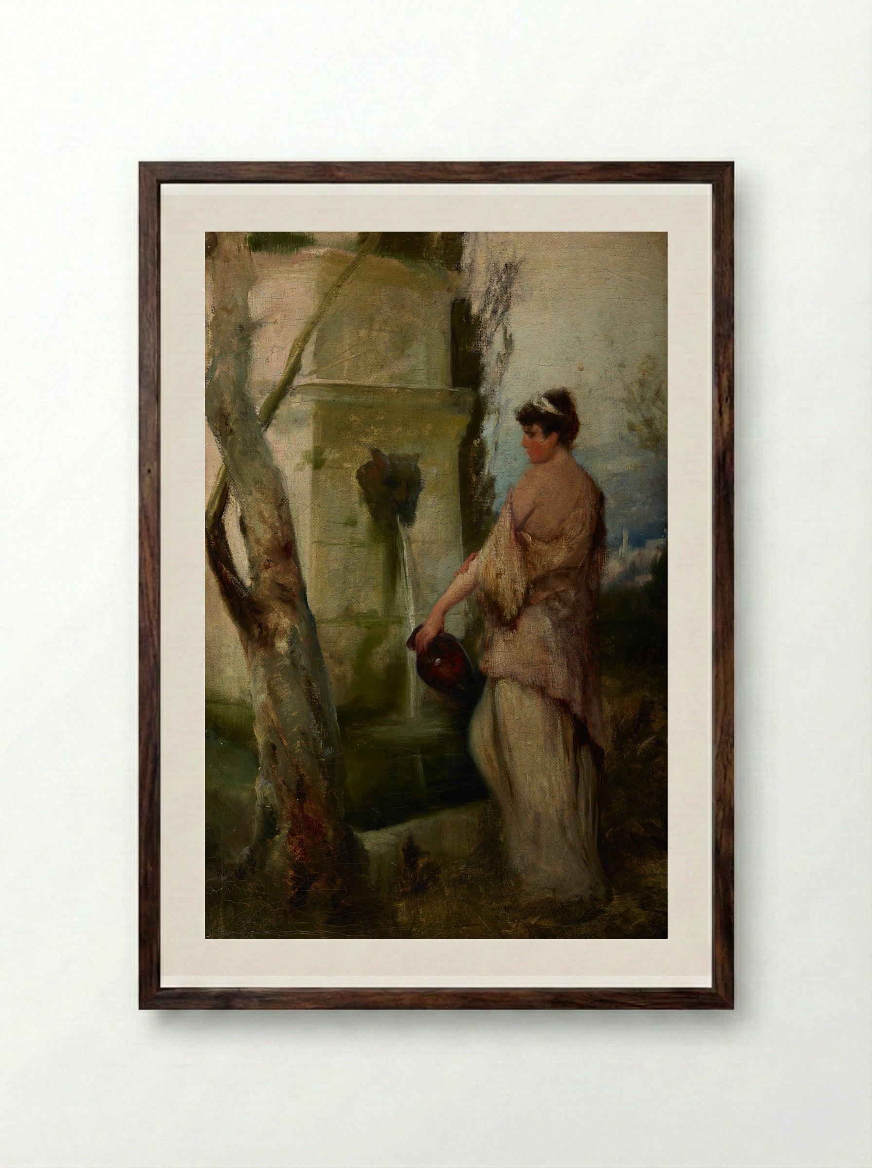 At the Well - Henryk Siemiradzki - Framed Print Dark Wood