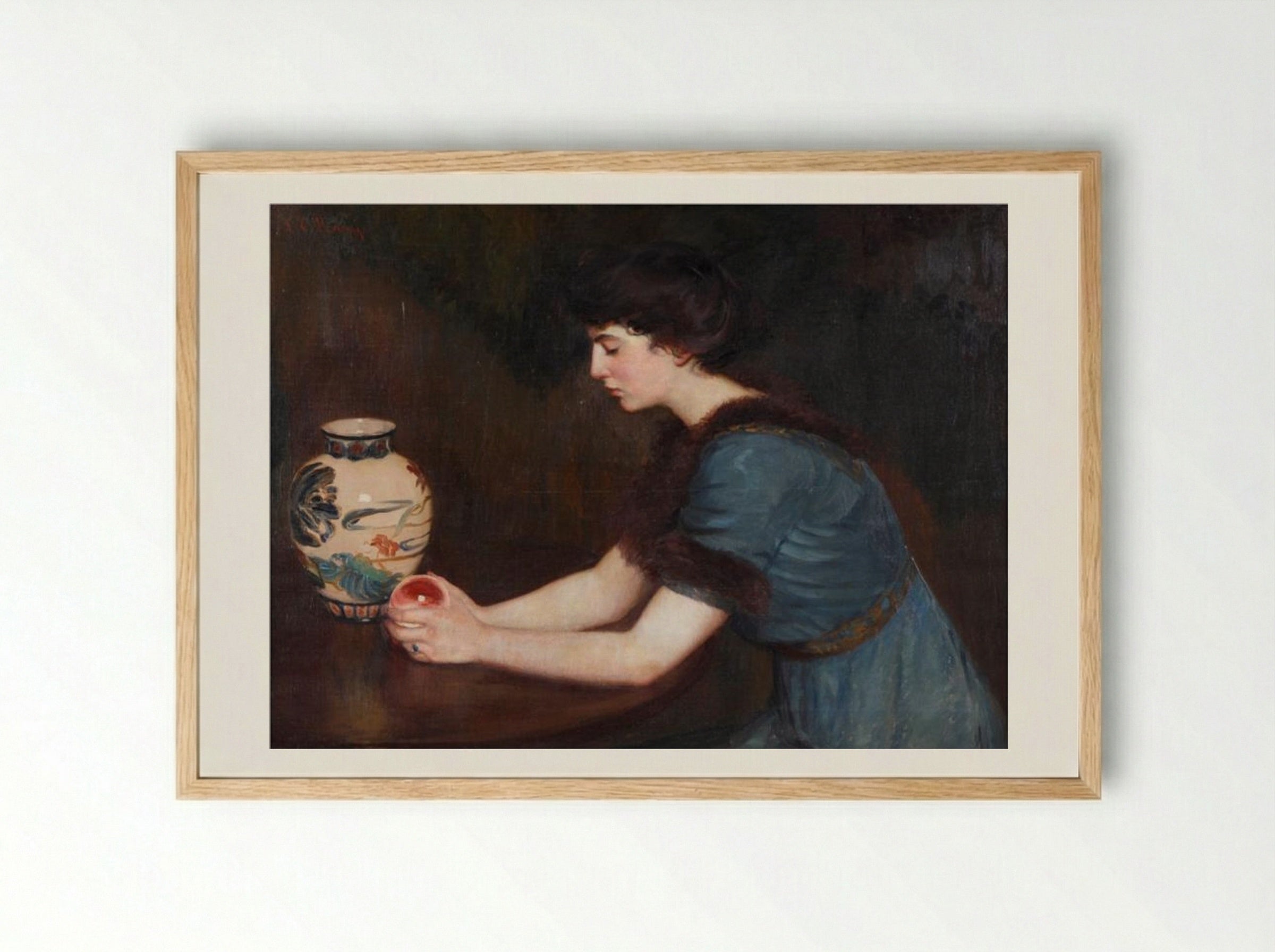 At the Window (Portrait of Julia Sullivan Lynch) - Lilla Cabot Perry - Framed Print Wood