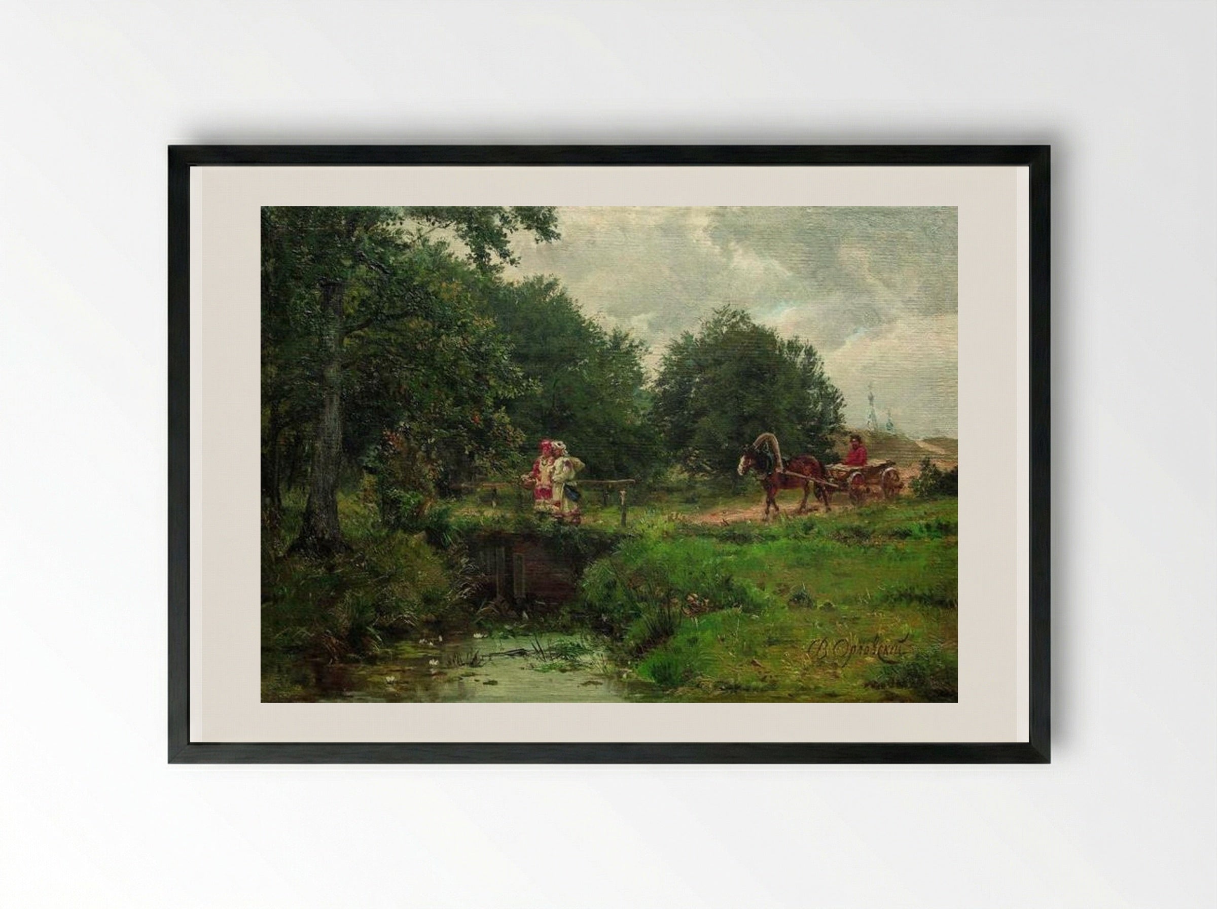 At the dam - Volodymyr Orlovsky - Framed Print Black