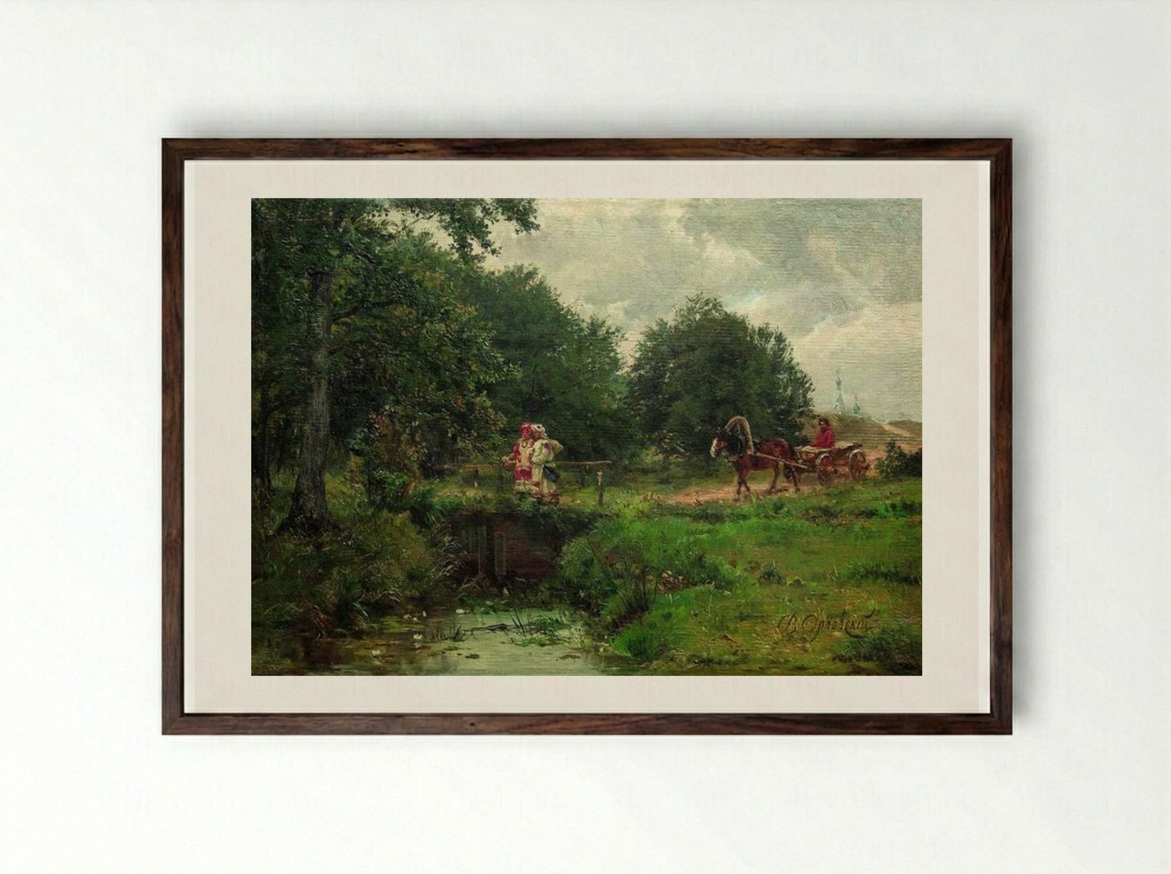 At the dam - Volodymyr Orlovsky - Framed Print Dark Wood