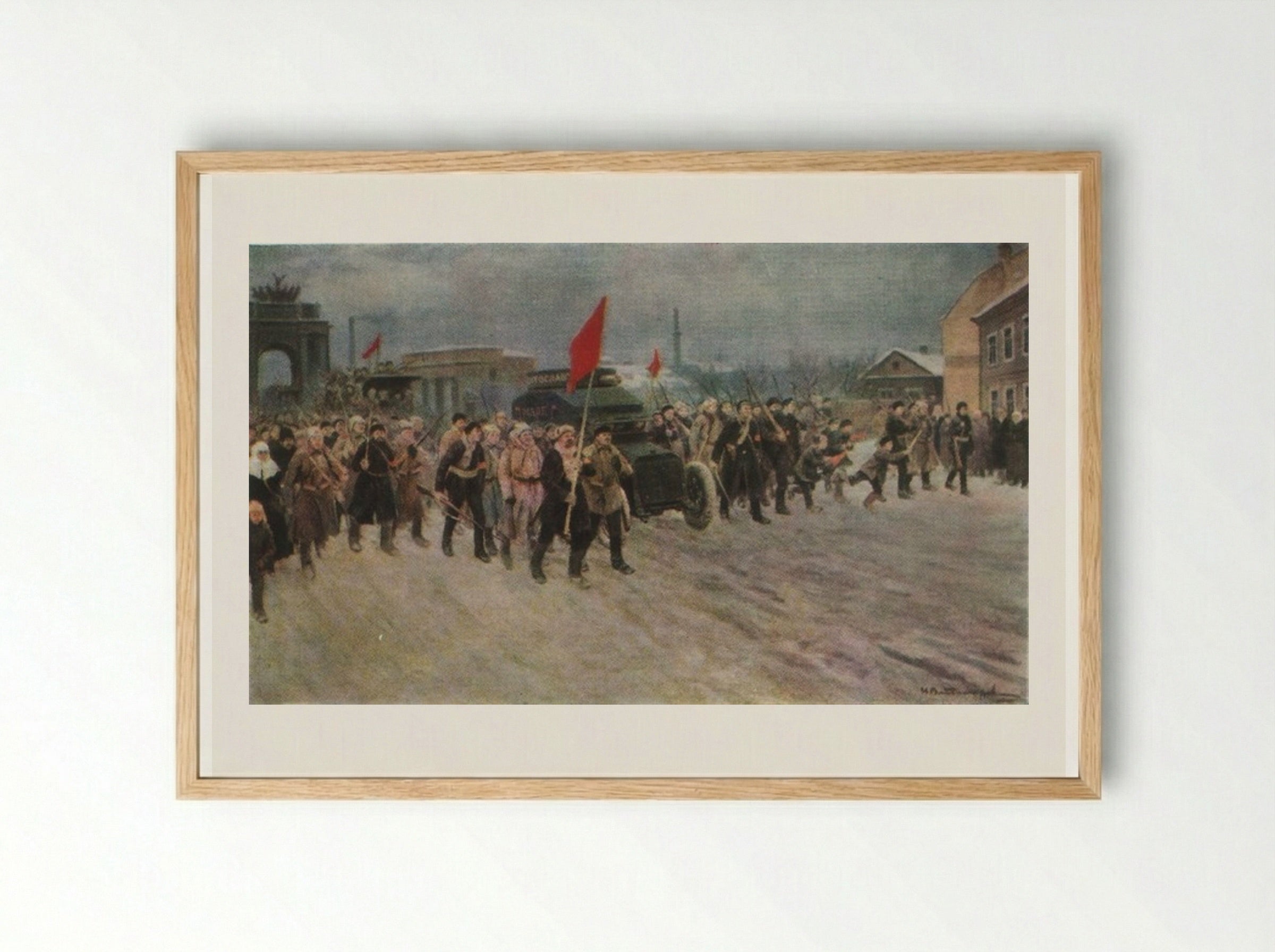 At the workers' outskirts of the days of the overthrow of the autocracy. February 1917 - Ivan Vladimirov - Framed Print Wood